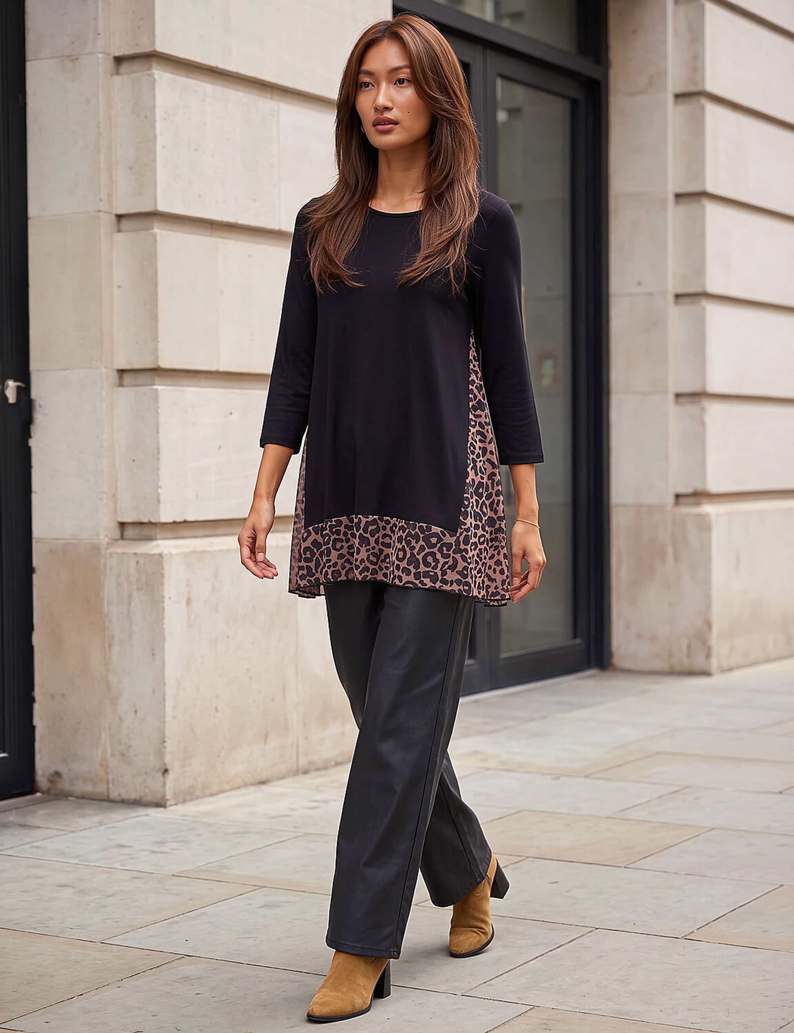 Animal Print Mesh Hem Tunic 3 of 4