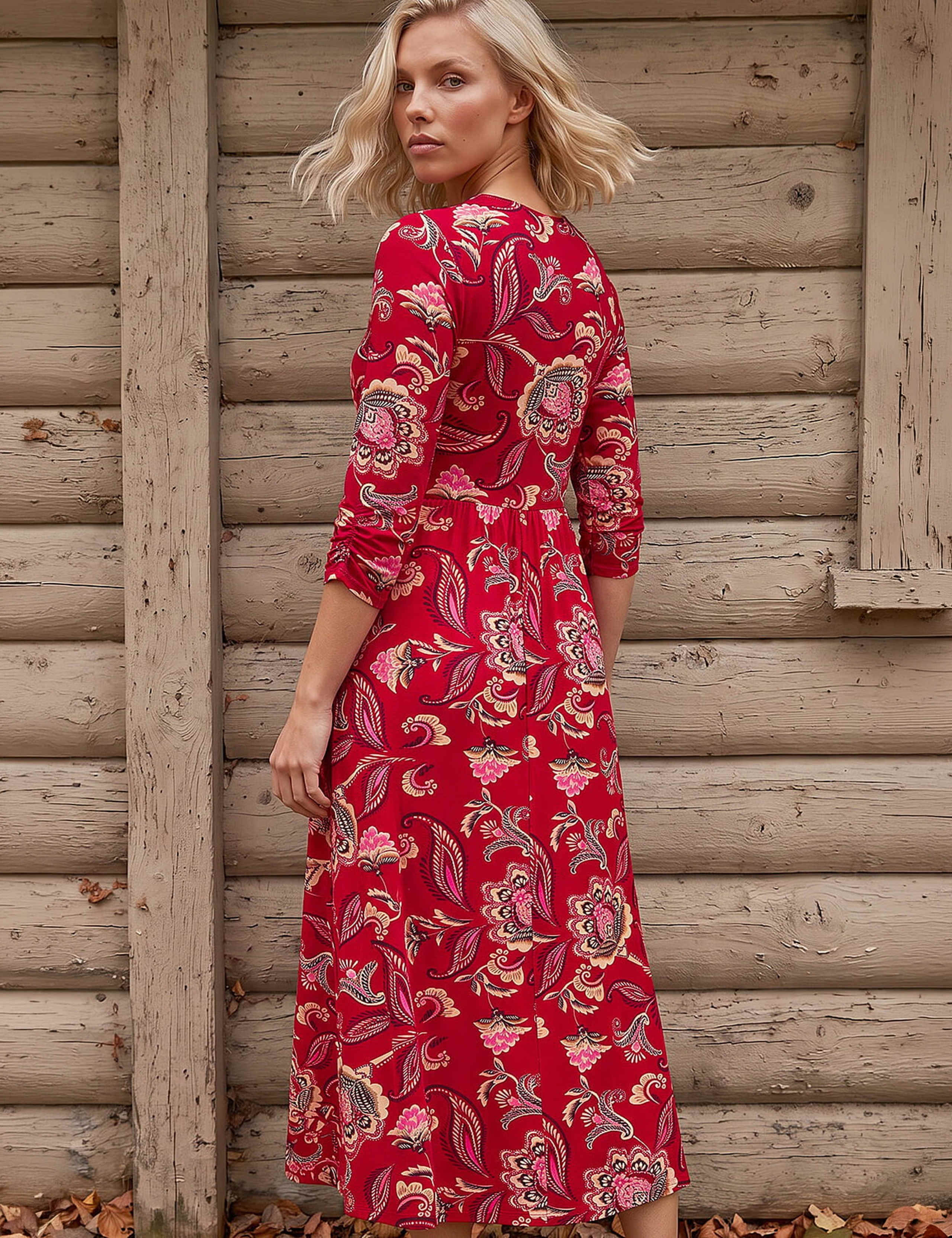 Petite Floral Round Neck Midi Dress 3 of 4