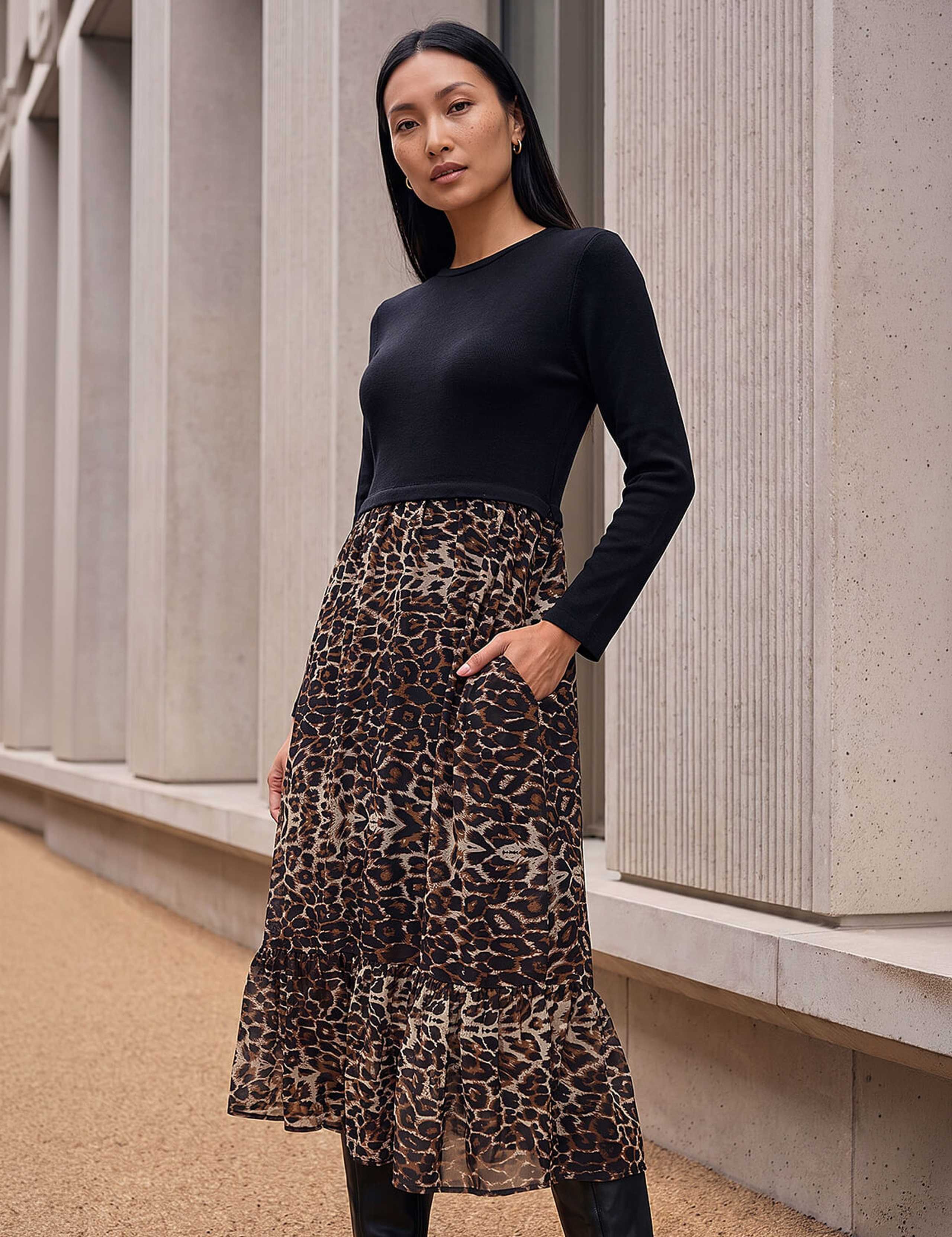 Animal Print Midi Skater Dress 3 of 4