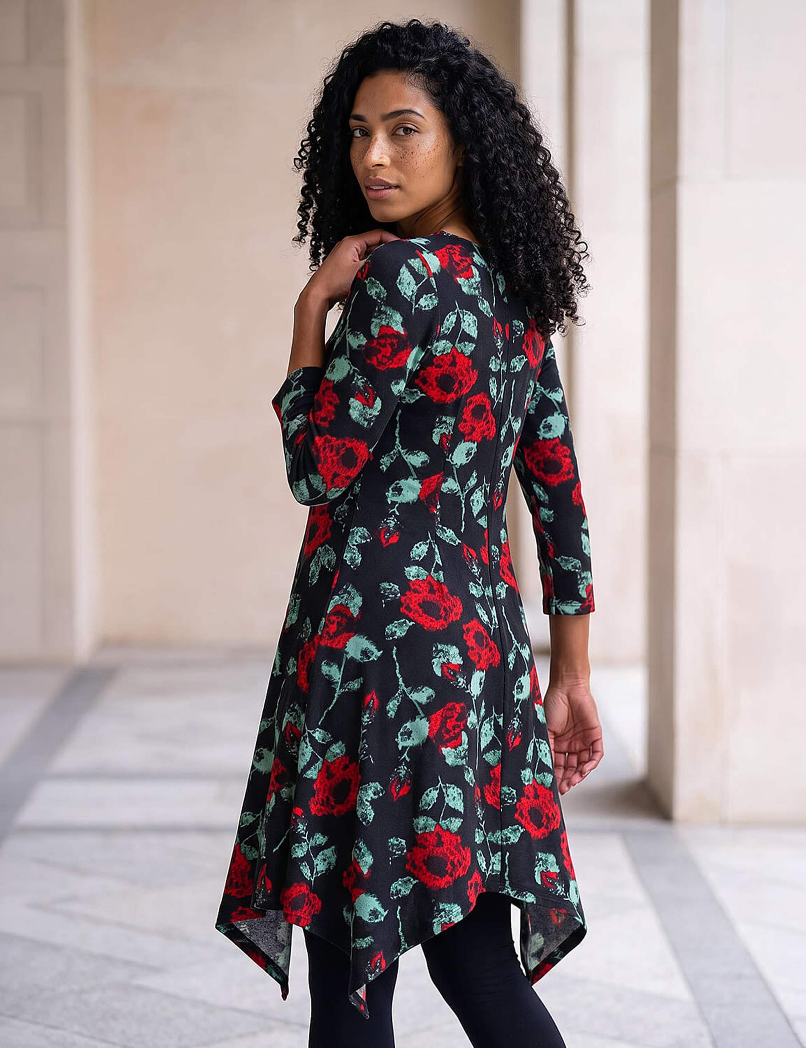 Floral Knee Length Skater Dress 2 of 4
