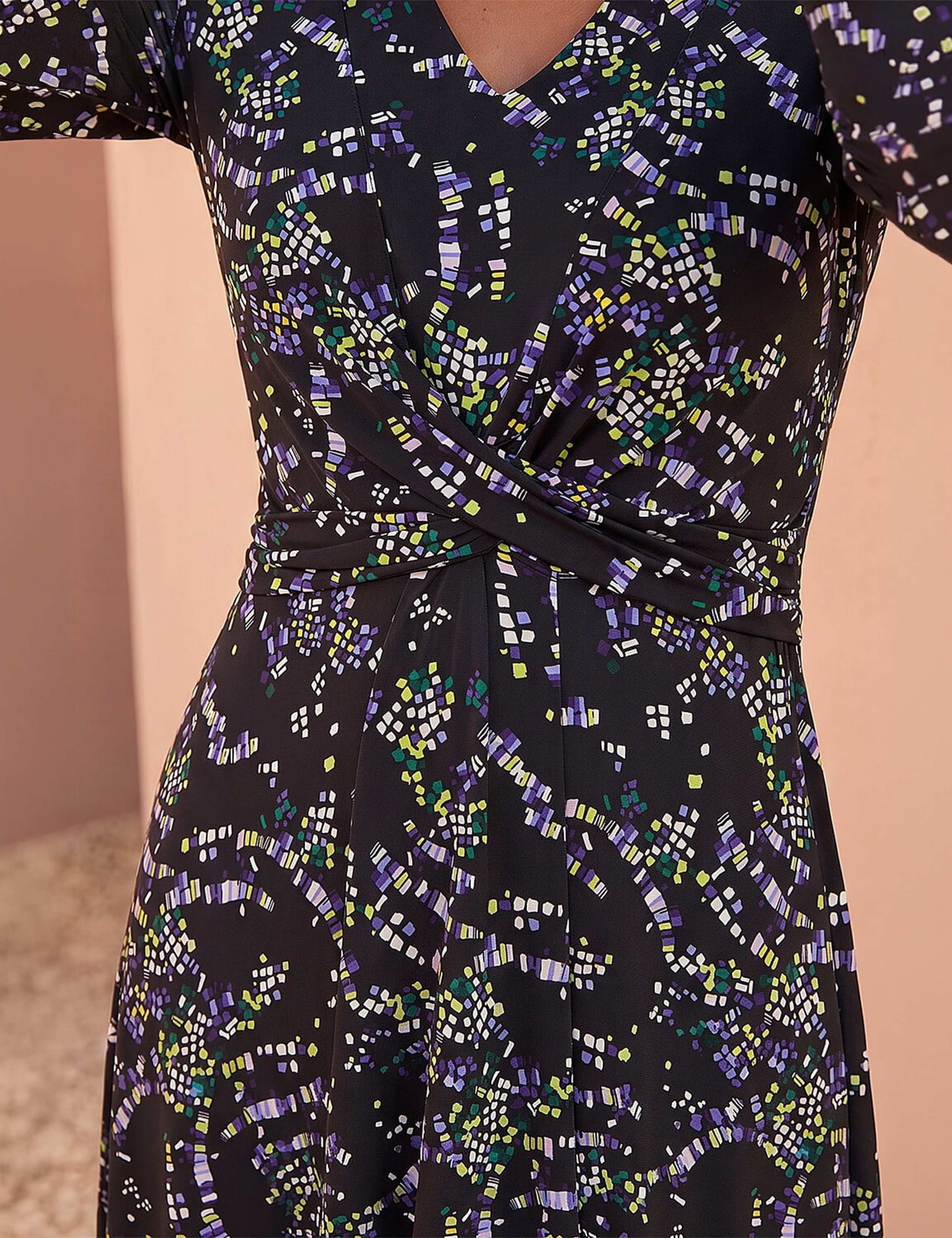 Abstract Crossover Stretch Midi Dress 4 of 4
