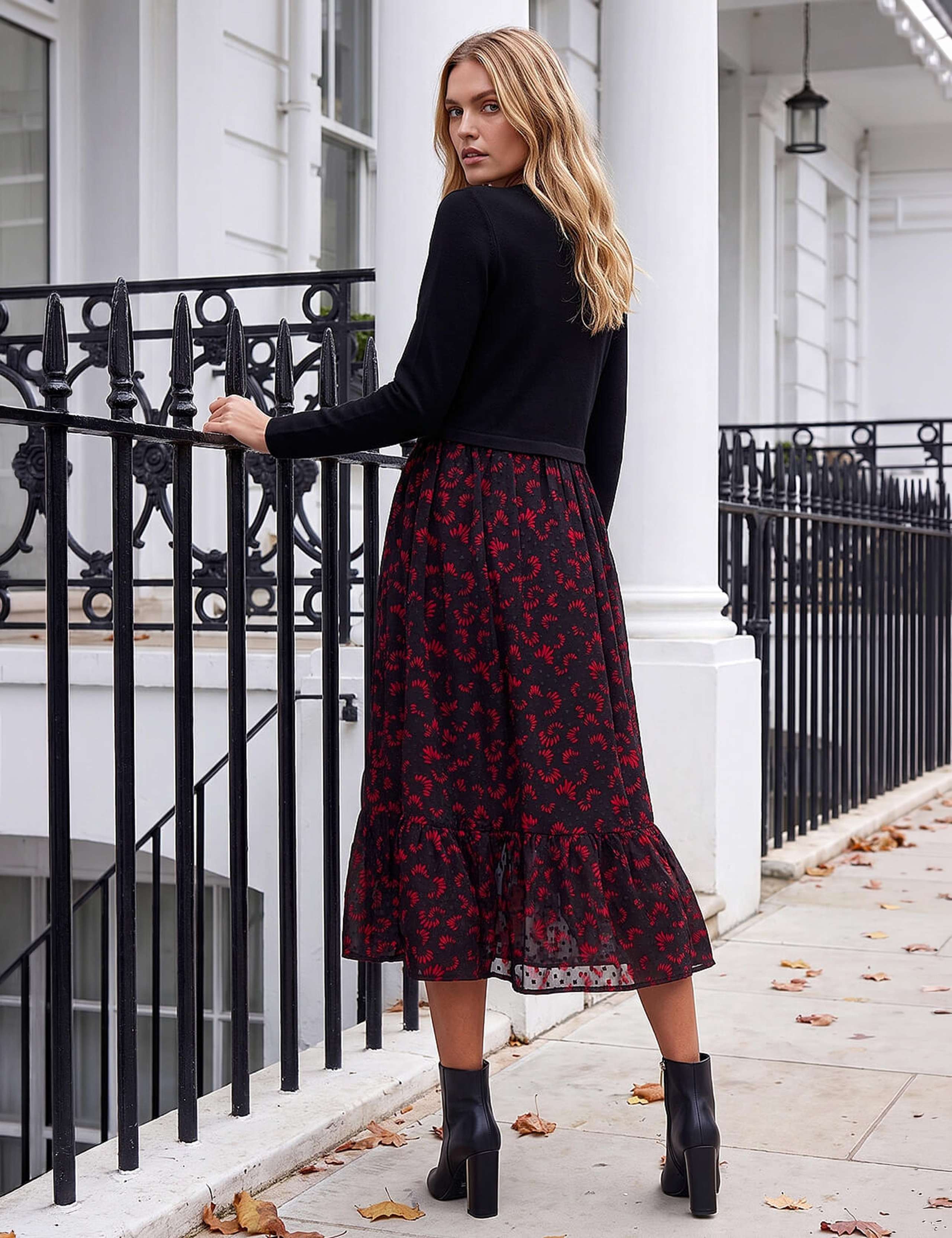 Abstract Print Midi Skater Dress 2 of 4