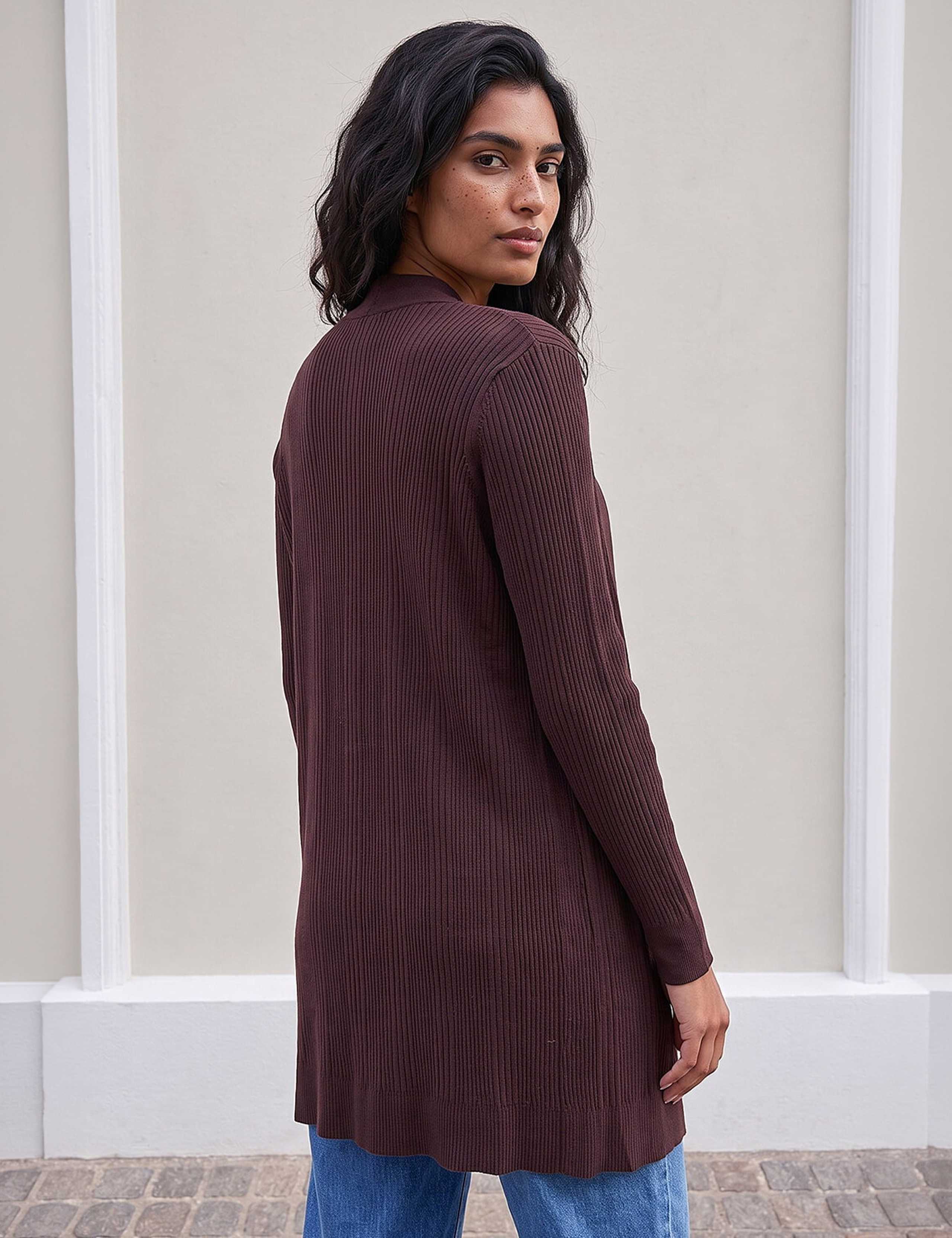 Ribbed Knitted Edge to Edge Cardigan 2 of 4