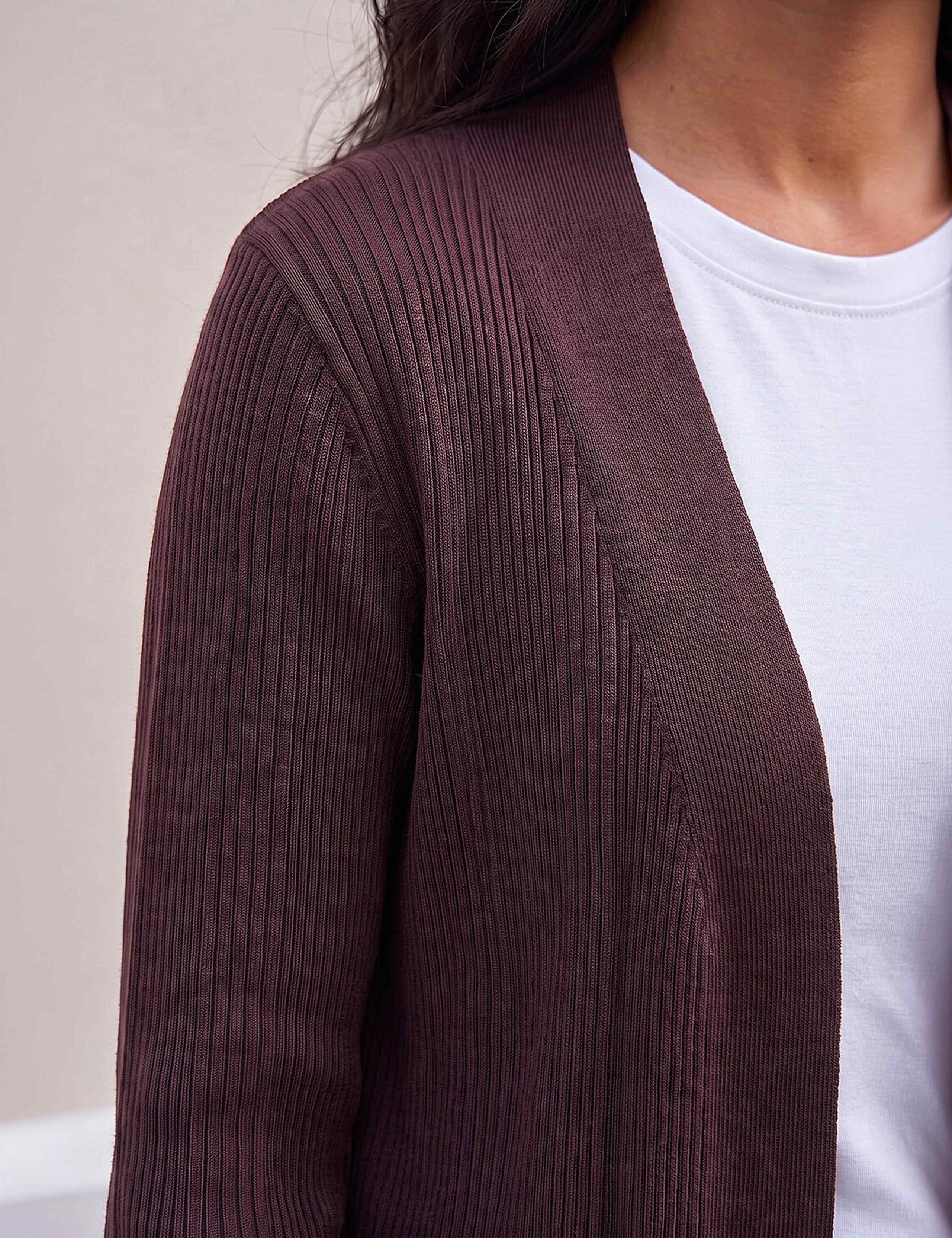Ribbed Knitted Edge to Edge Cardigan 4 of 4
