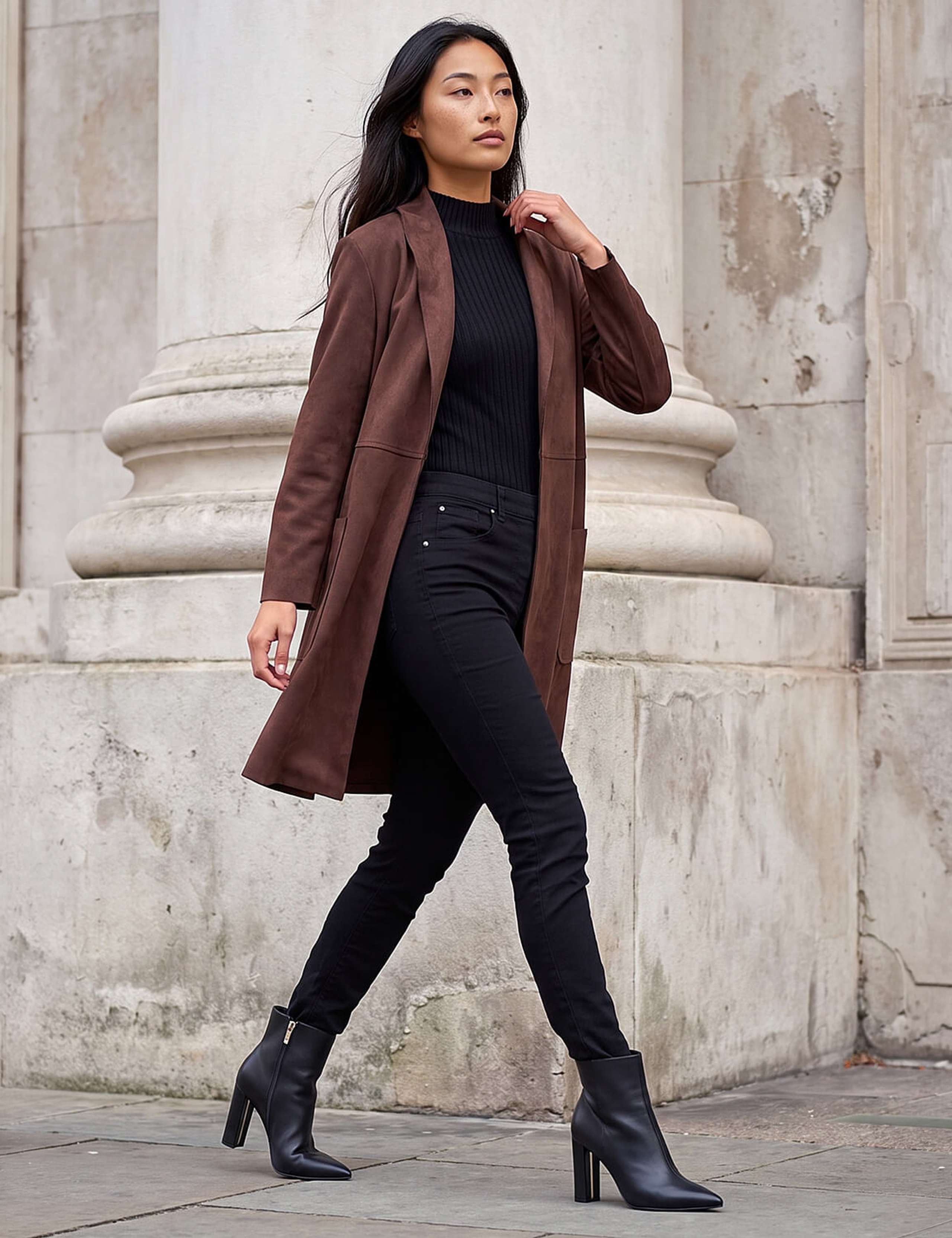 Petite Suedette Longline Duster Coat 2 of 4