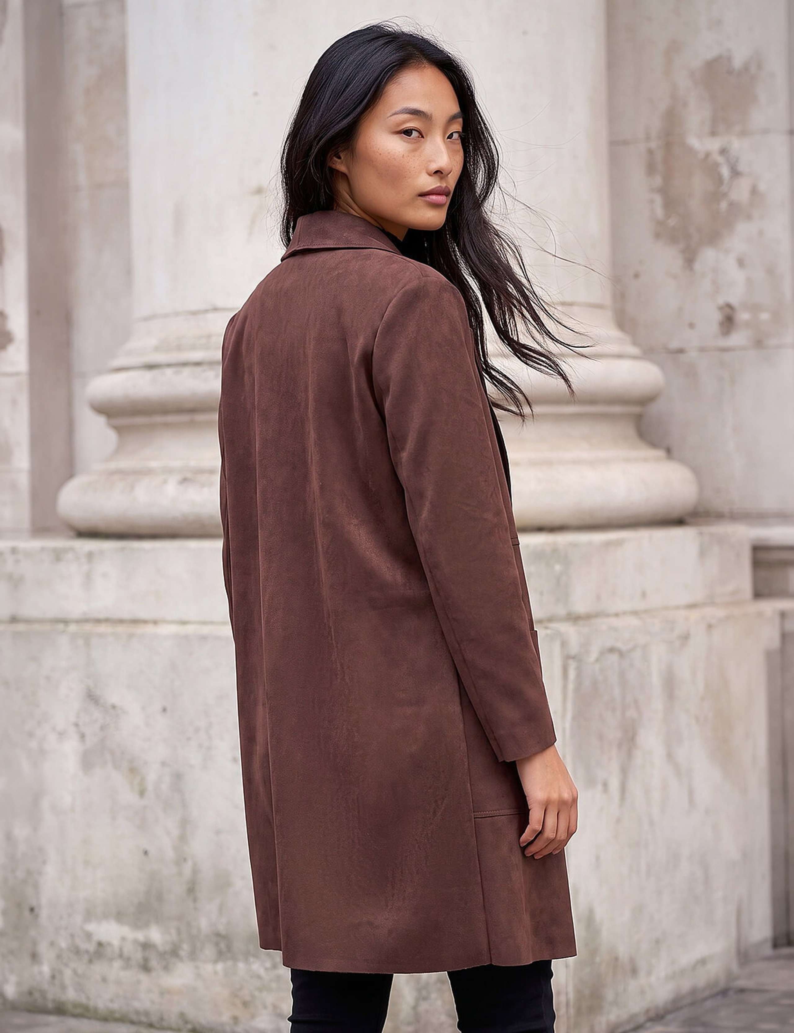 Petite Suedette Longline Duster Coat 3 of 4