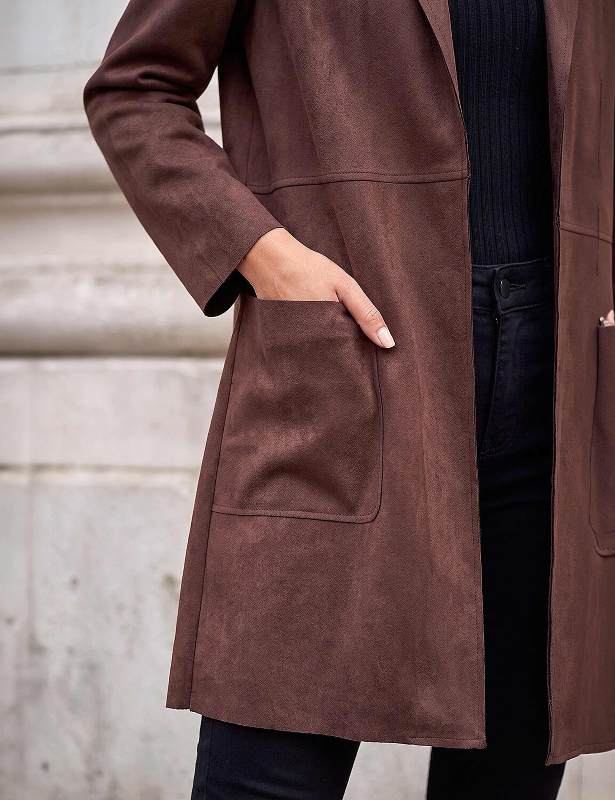 Petite Suedette Longline Duster Coat 4 of 4