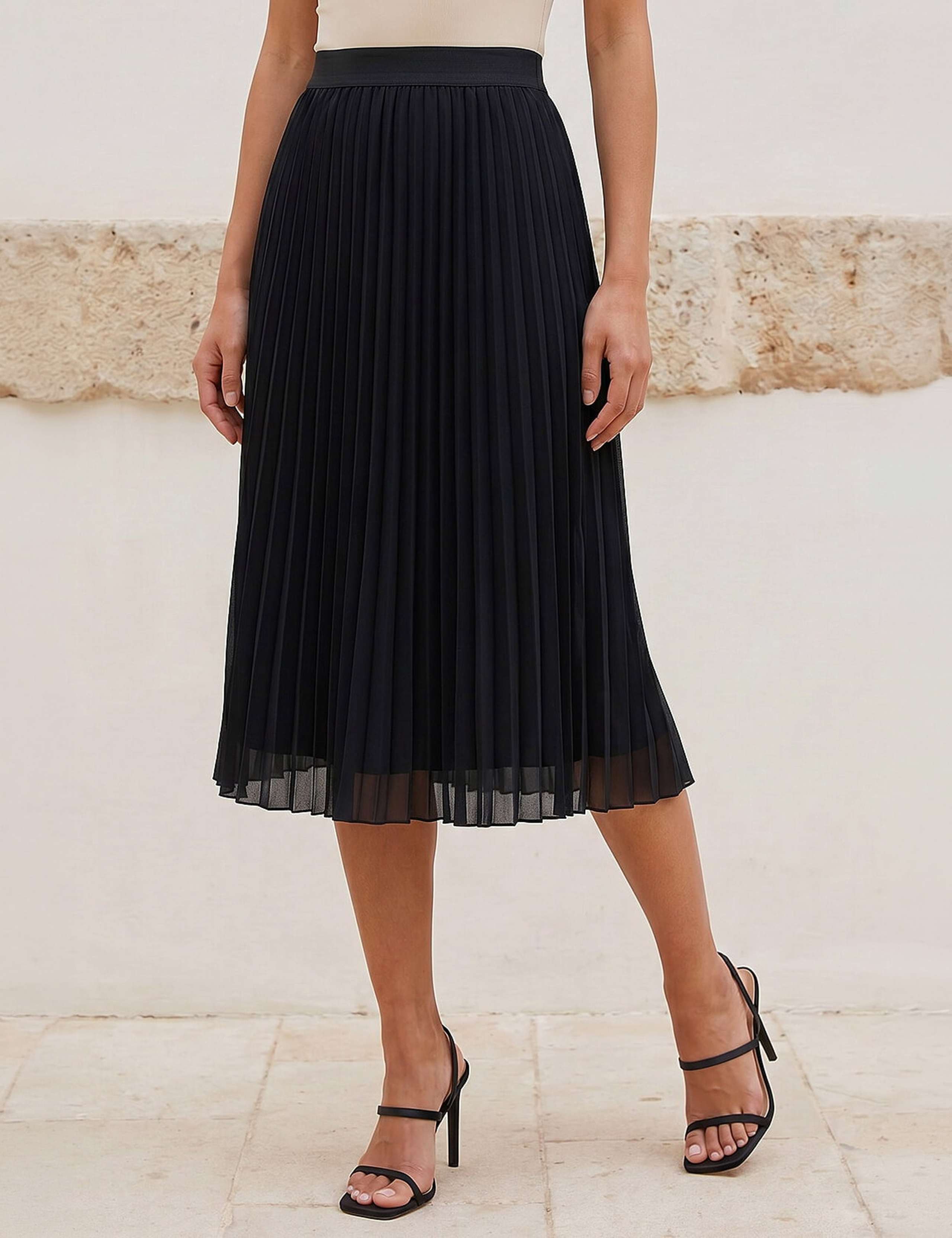 Petite Pleated Midi A-Line Skirt 1 of 4