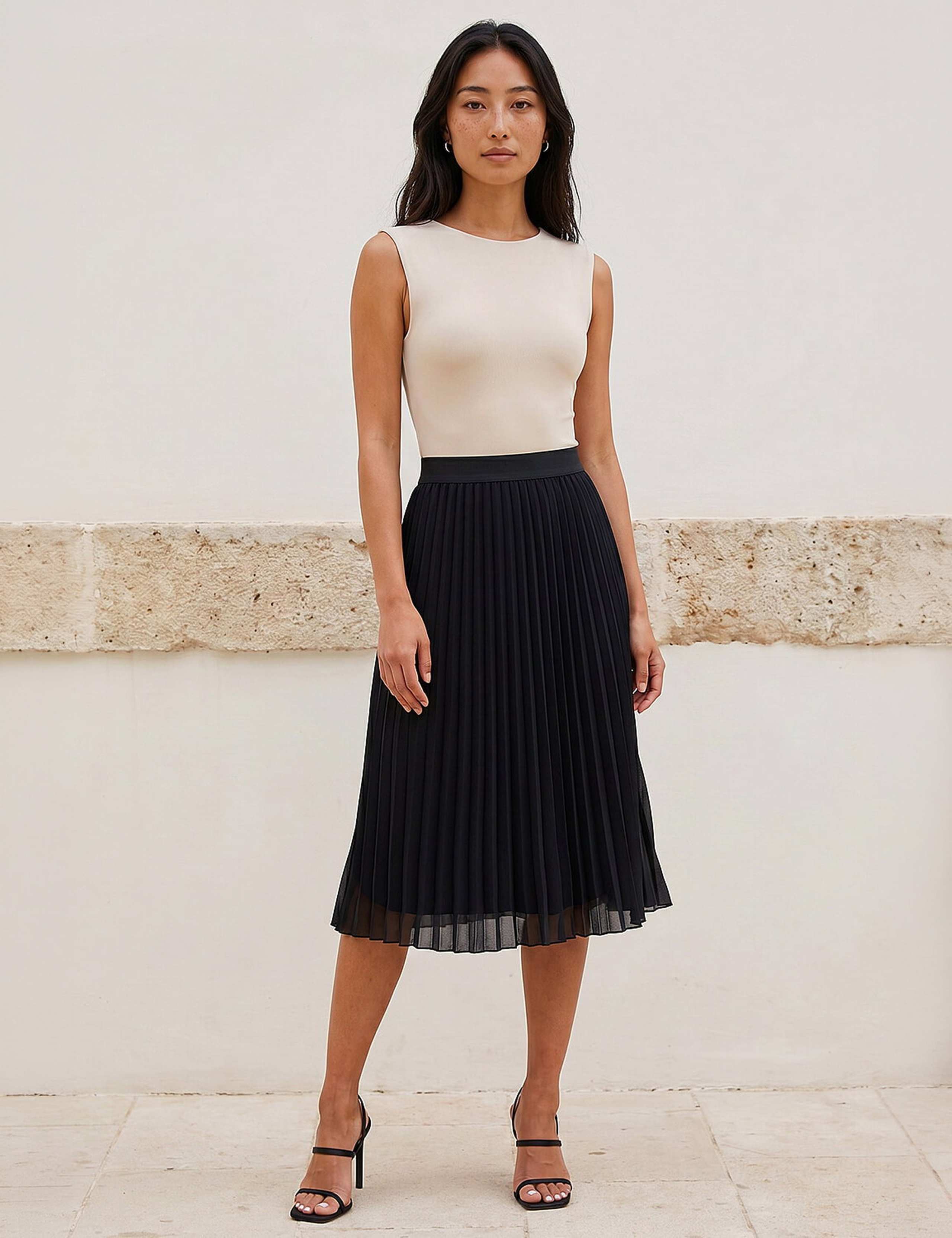 Petite Pleated Midi A-Line Skirt 2 of 4