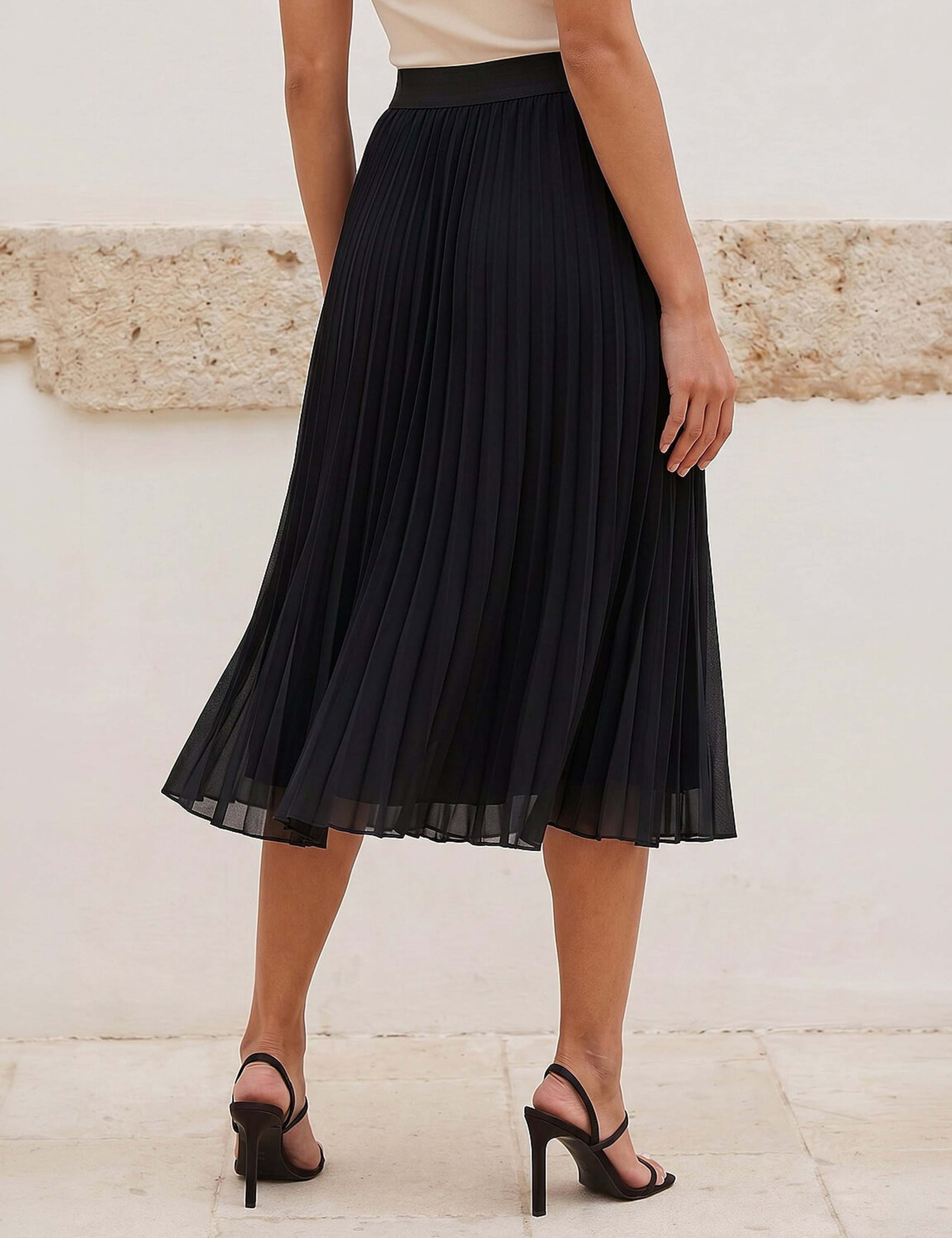 Petite Pleated Midi A-Line Skirt 3 of 4