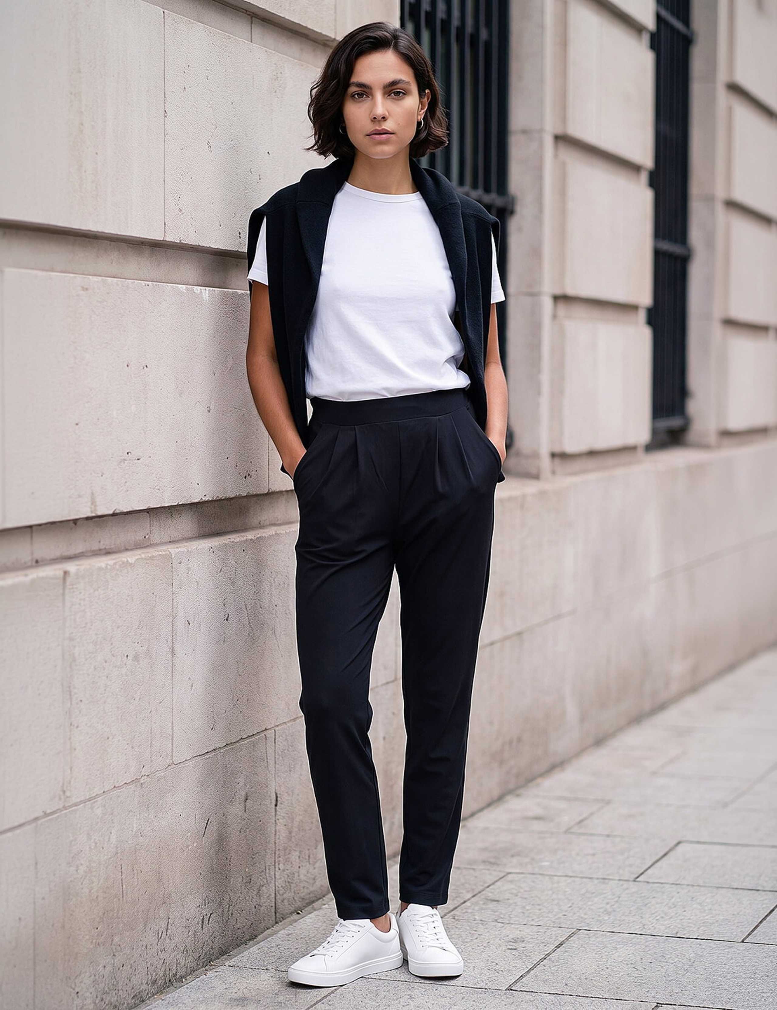 Elasticated Waist Slim Leg Hareem Trousers 3 of 4