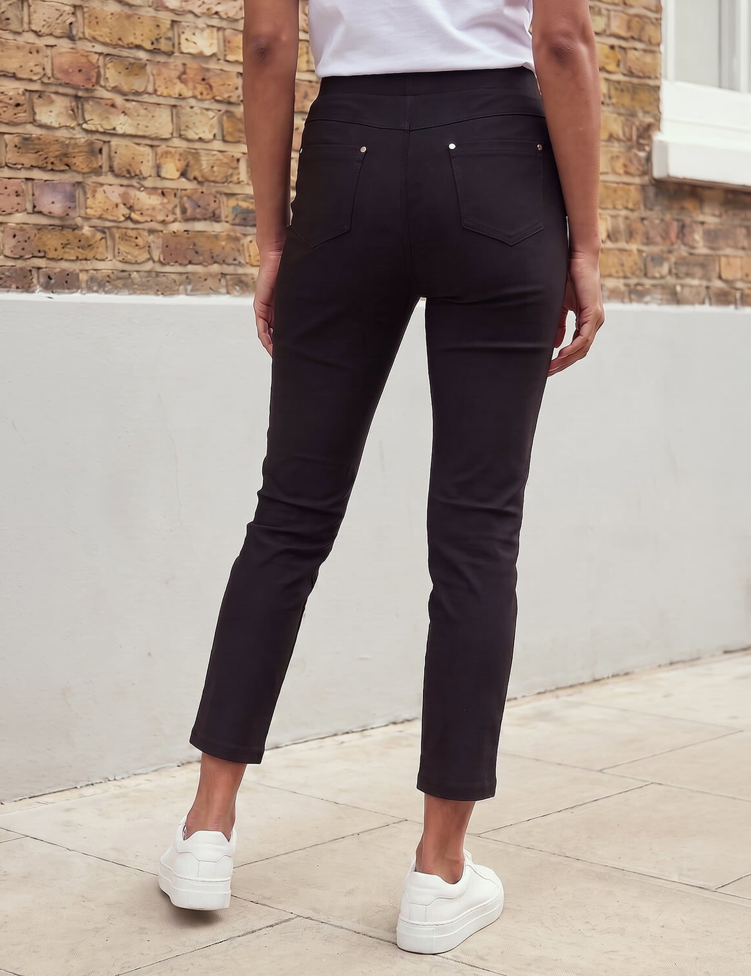 Elasticated Waist Cropped Trousers with Stretch 2 of 4