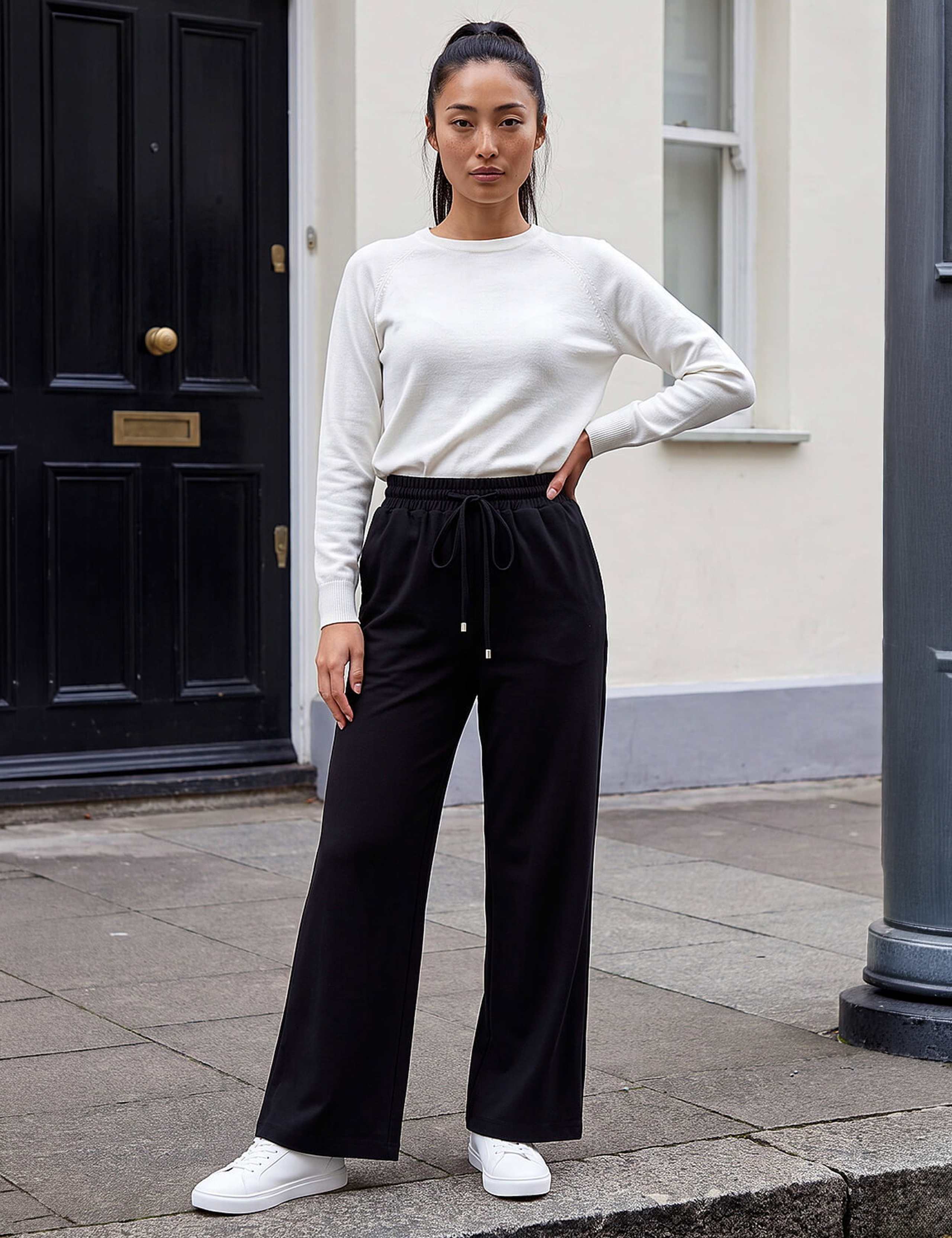 Petite Ponte Drawstring Wide Leg Trousers 2 of 4