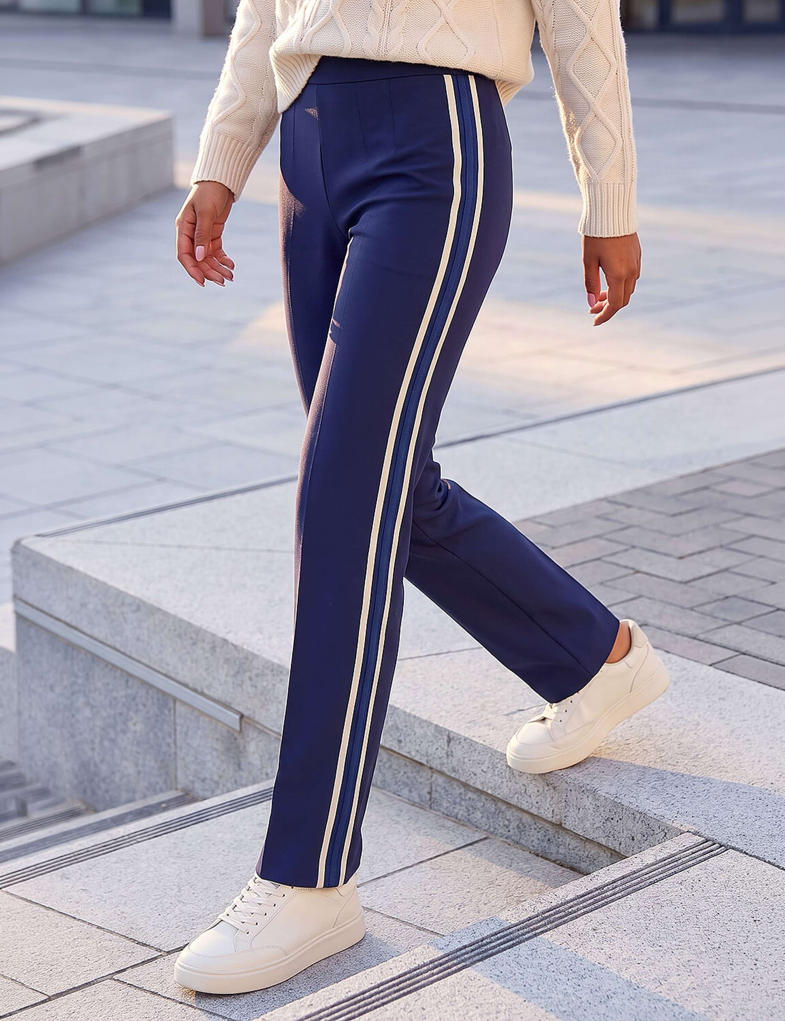 Petite Ponte Side Stripe Trousers with Stretch 1 of 4