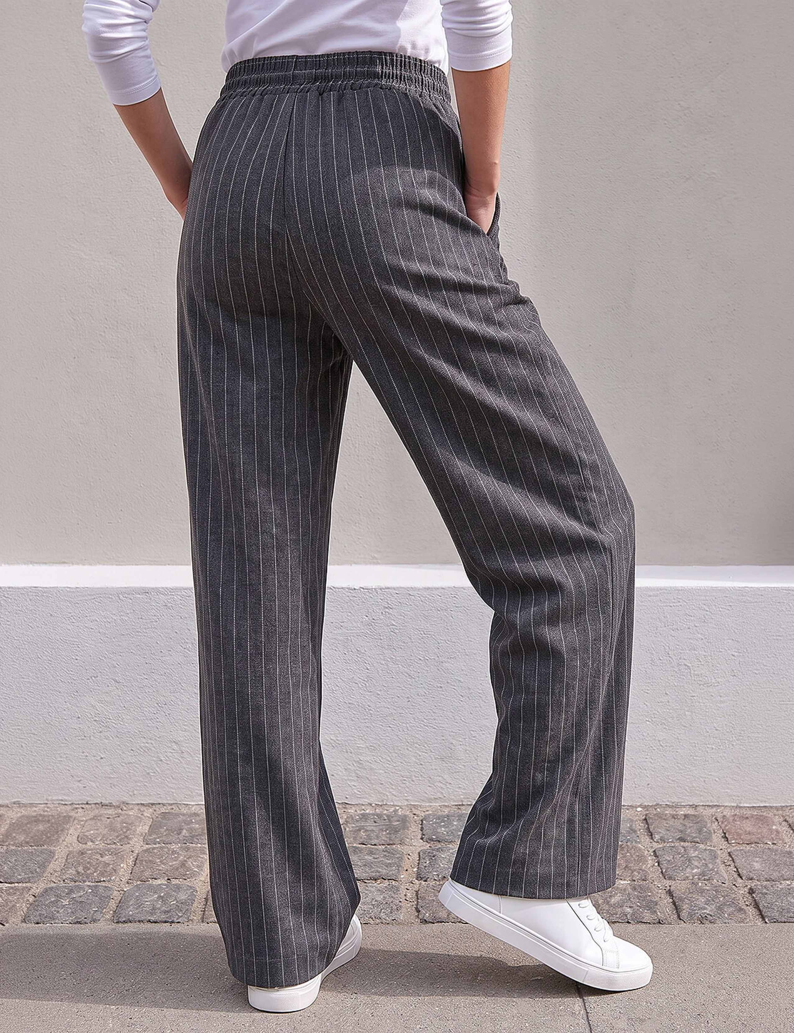 Petite Striped Drawstring Wide Leg Trousers 3 of 4