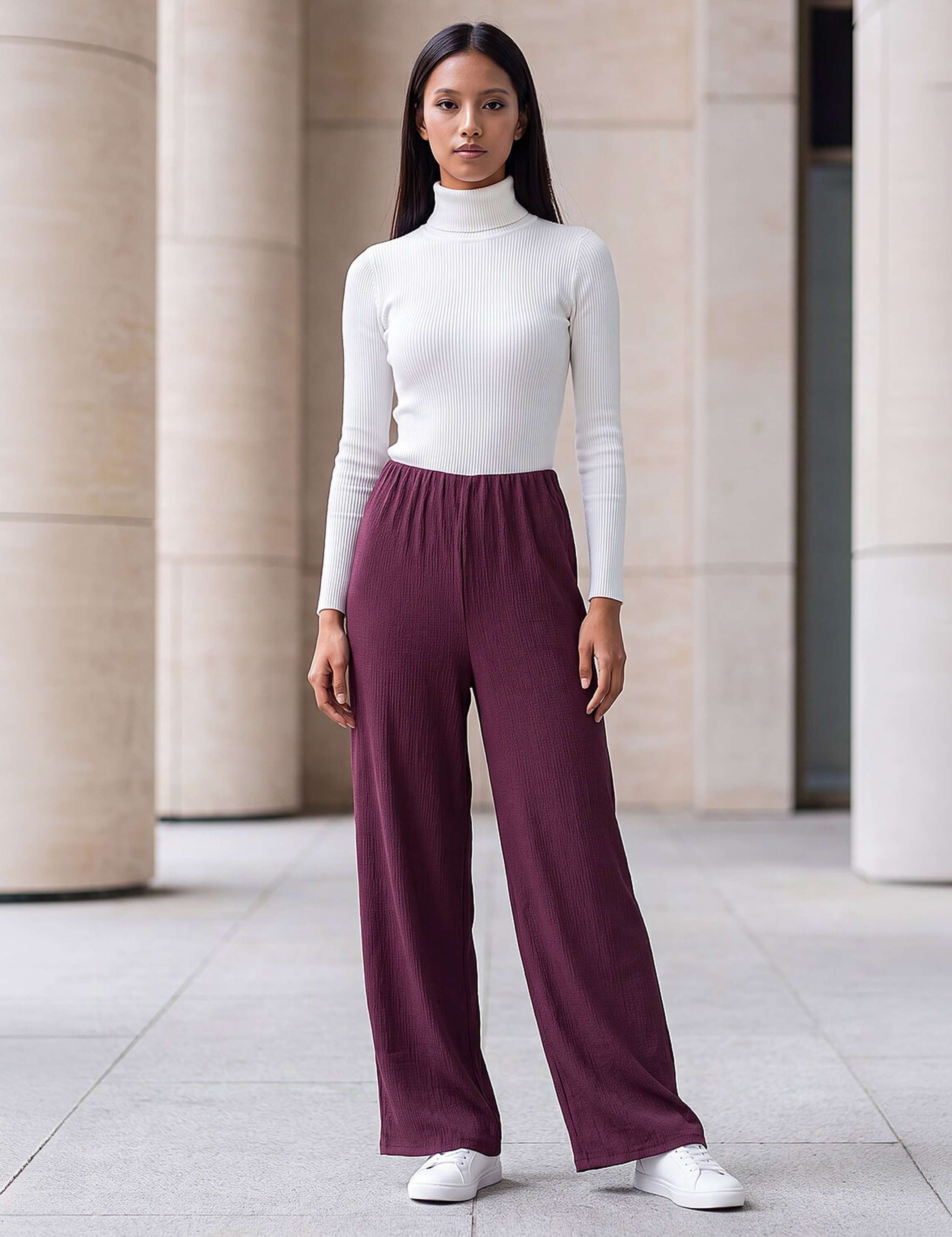Petite Textured Wide Leg Trousers 3 of 4