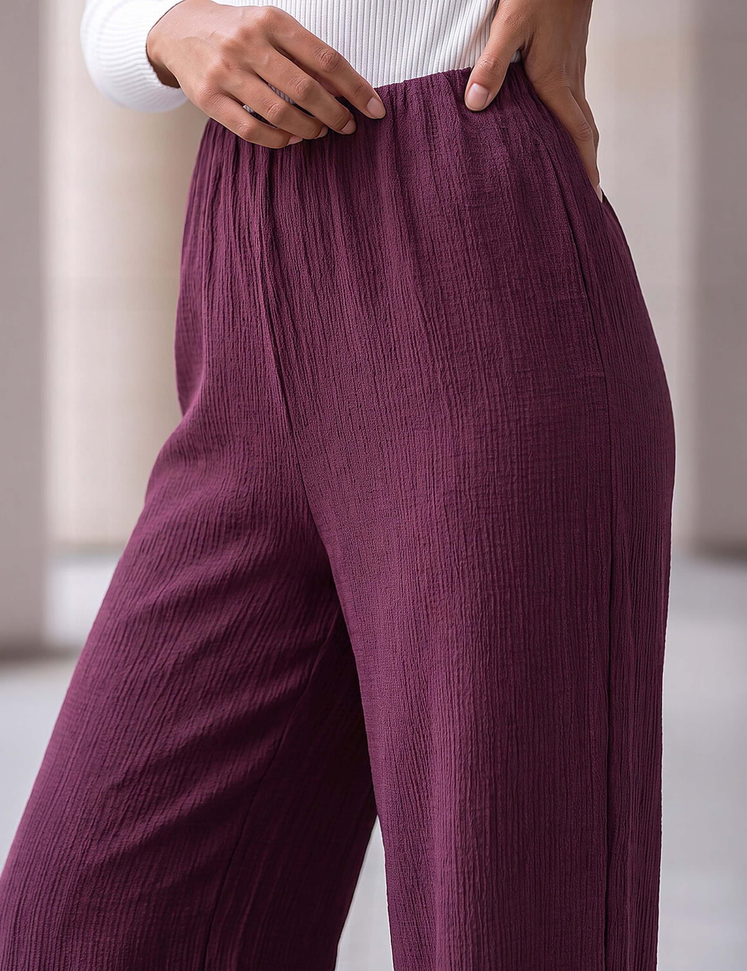 Petite Textured Wide Leg Trousers 4 of 4