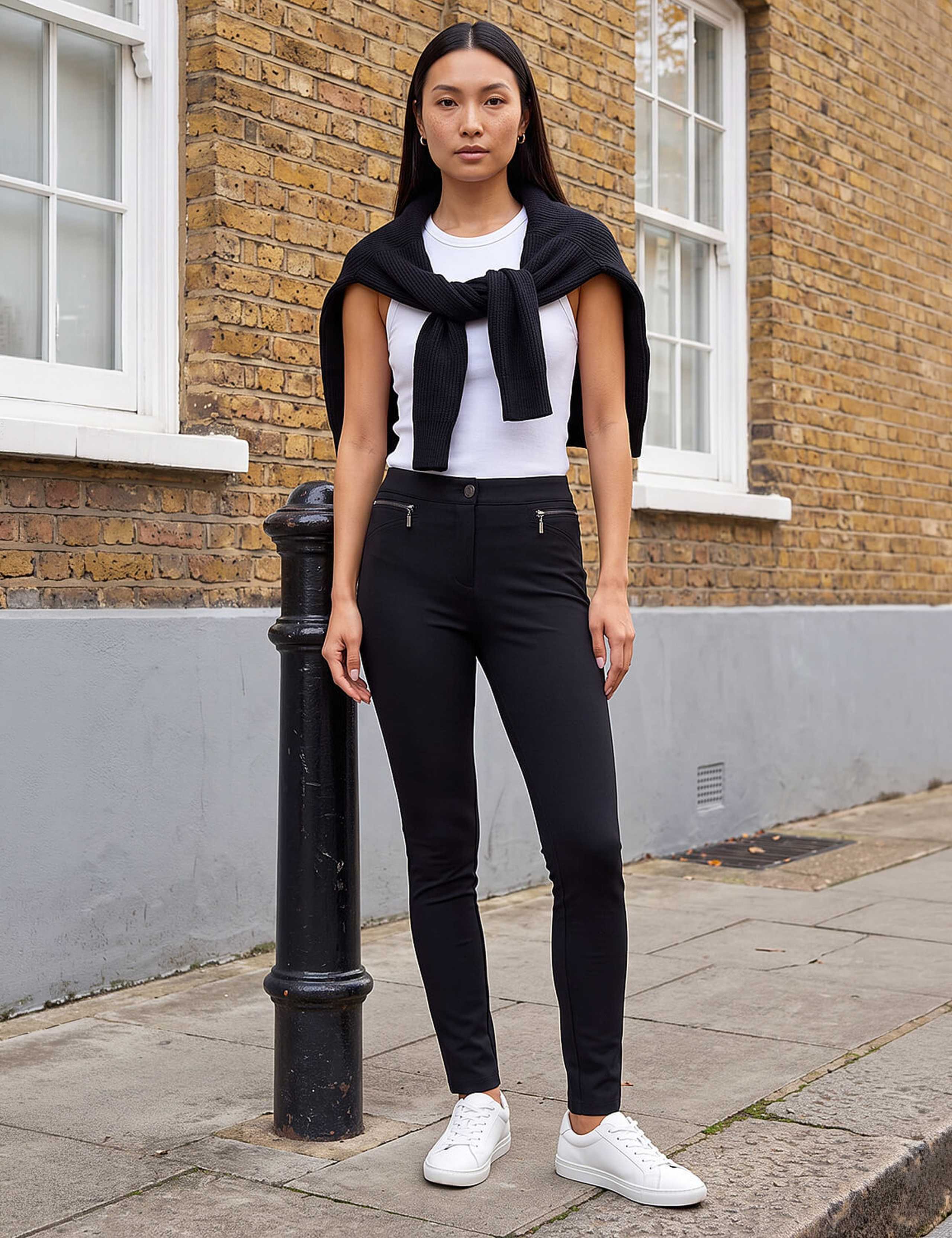 Ponte Zip Detail Stretch Trousers 3 of 4