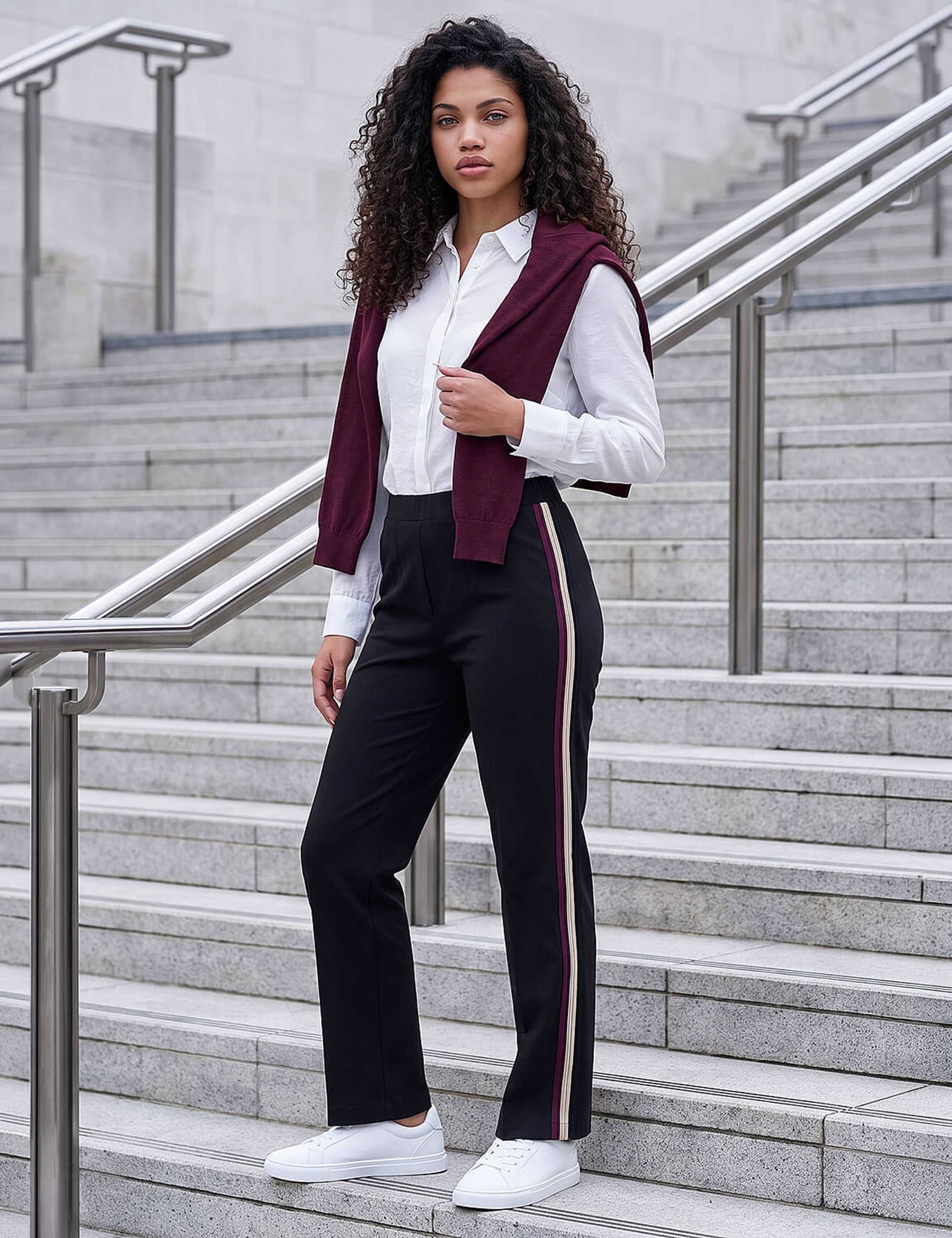 Petite Ponte Side Stripe Straight Leg Trousers 2 of 4