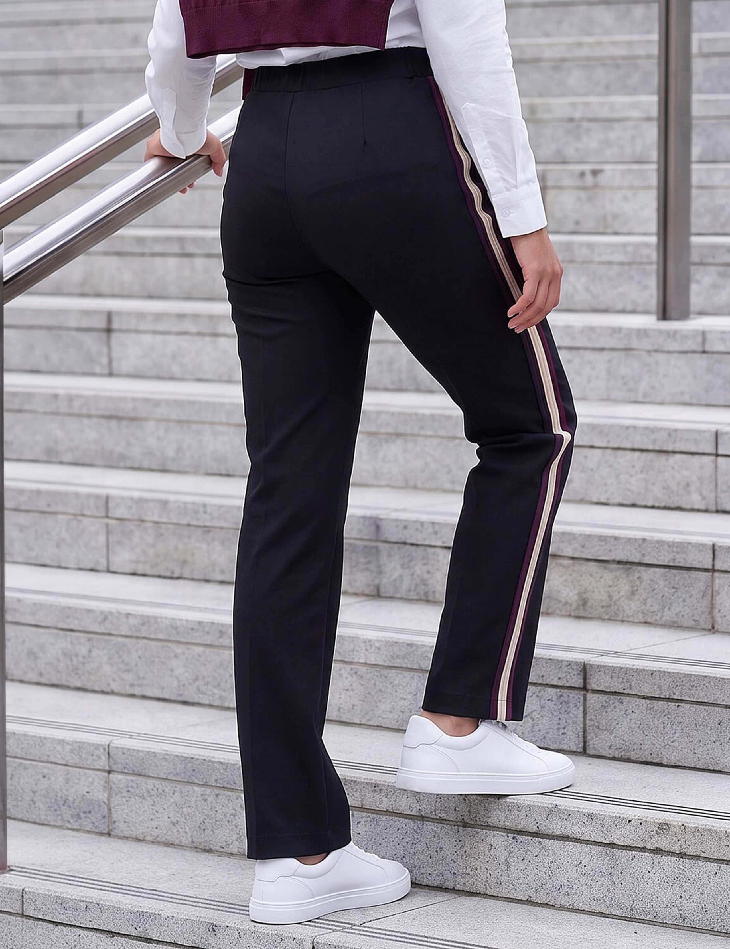 Petite Ponte Side Stripe Straight Leg Trousers 3 of 4