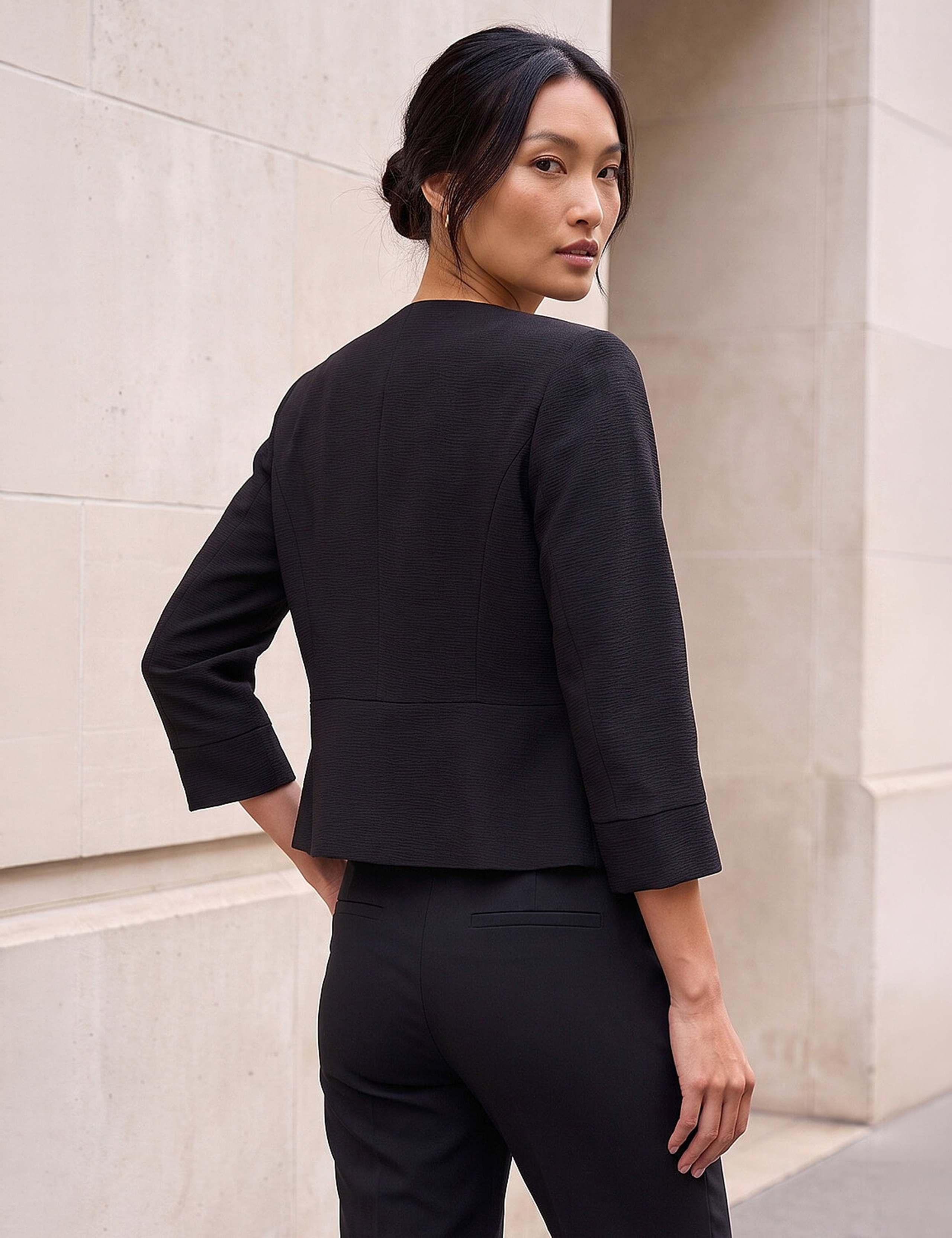 Textured Cropped Tailored Jacket 3 of 4