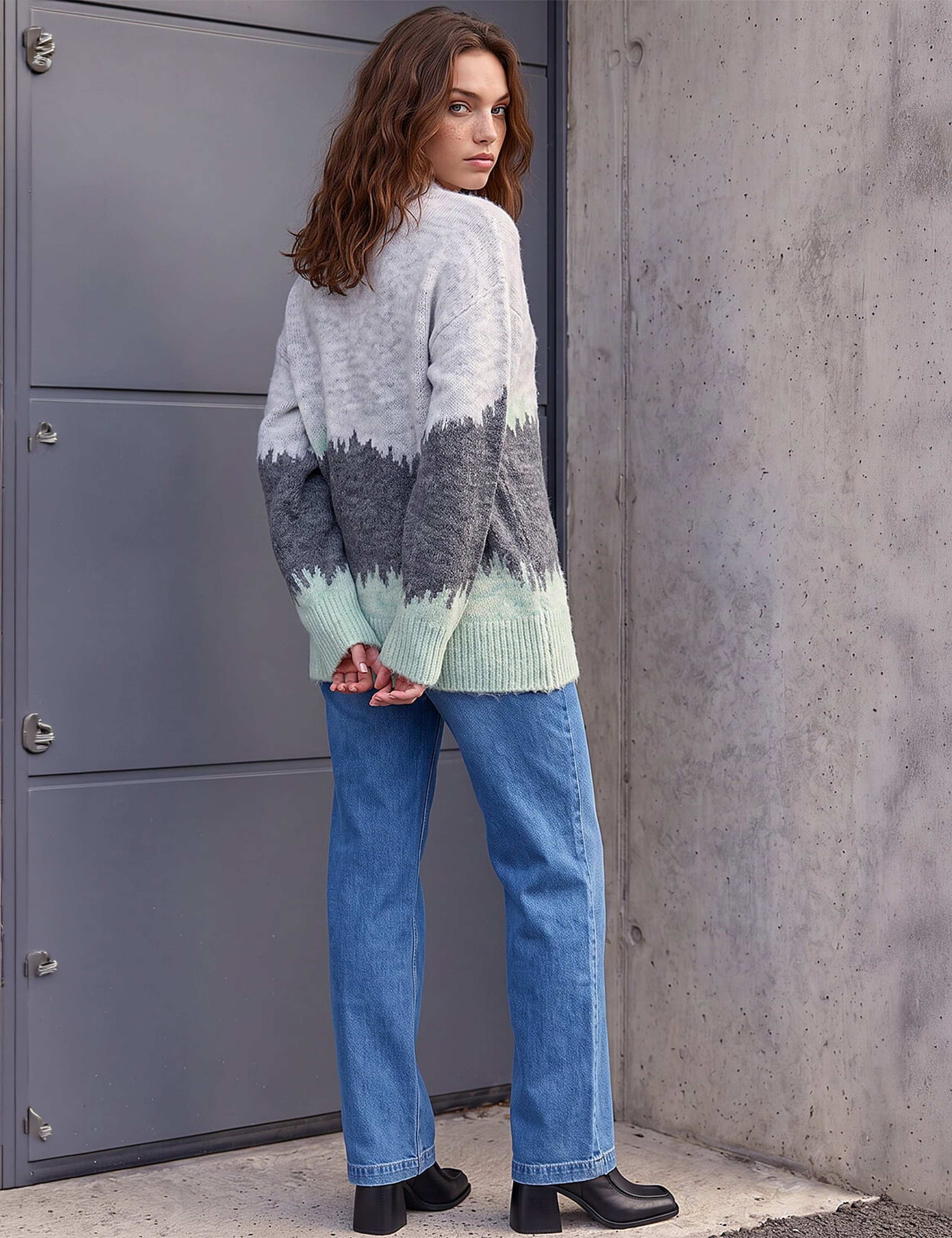 Petite Abstract Colour Block Jumper 3 of 3