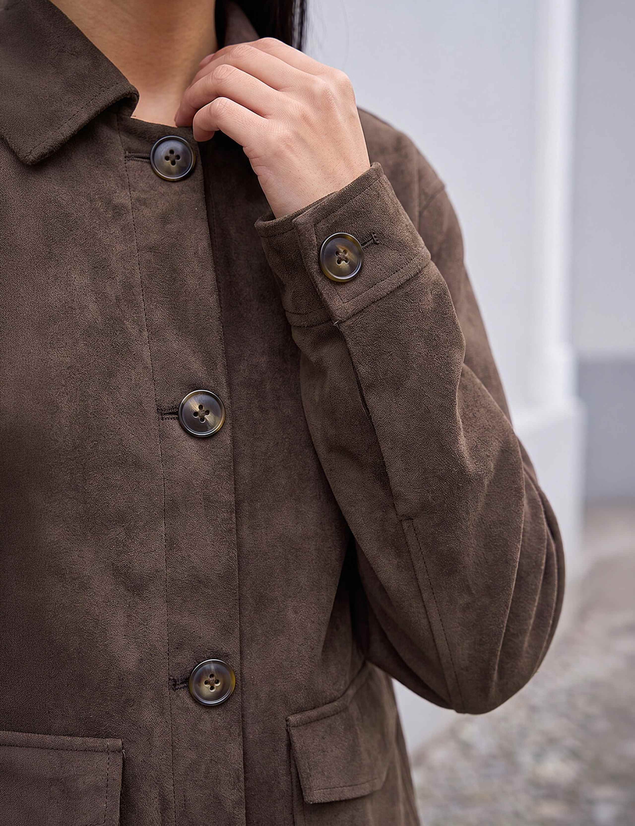 Faux Suede Collared Short Jacket 4 of 4