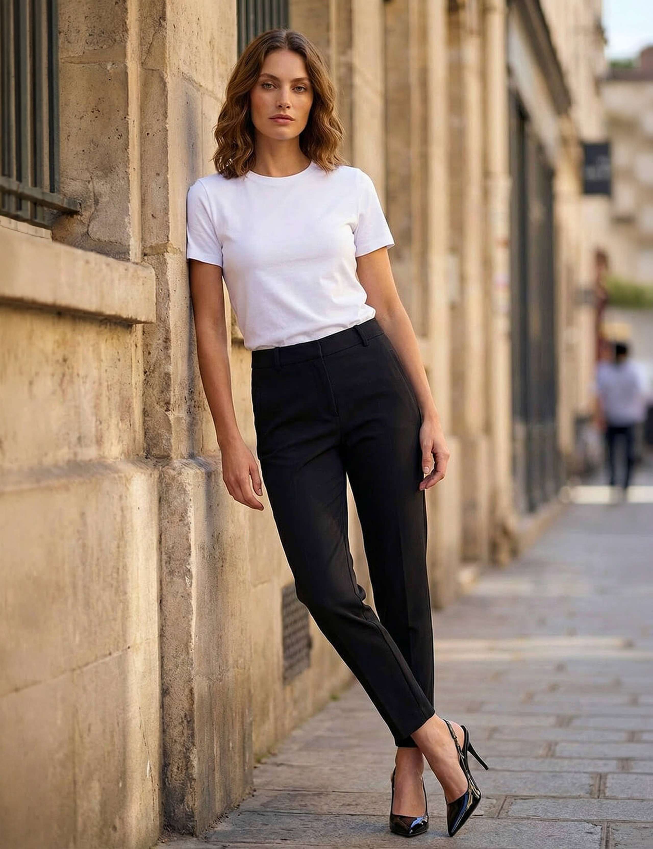Straight Leg Ankle Grazer Trousers with Stretch 2 of 4