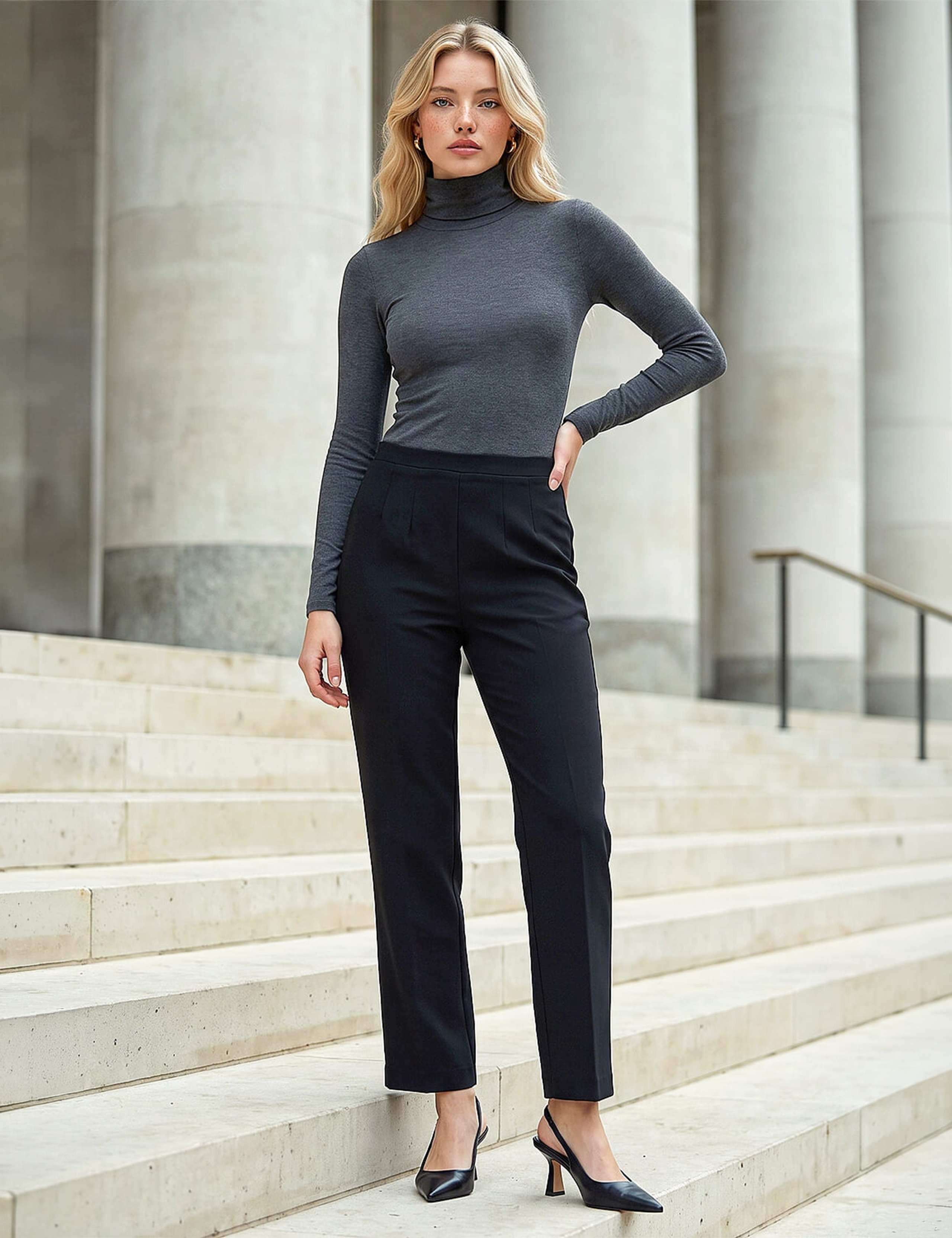 Petite Jersey Straight Leg Trousers 3 of 4