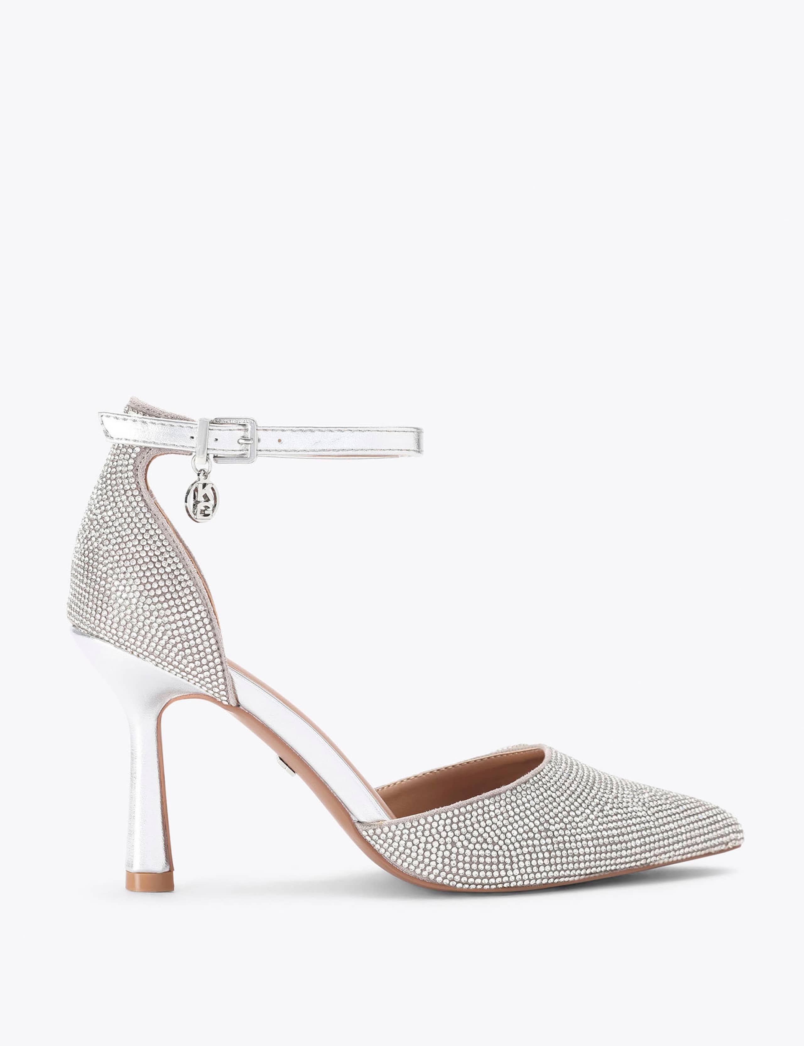 Embellished Ankle Strap Stiletto Heels 1 of 4