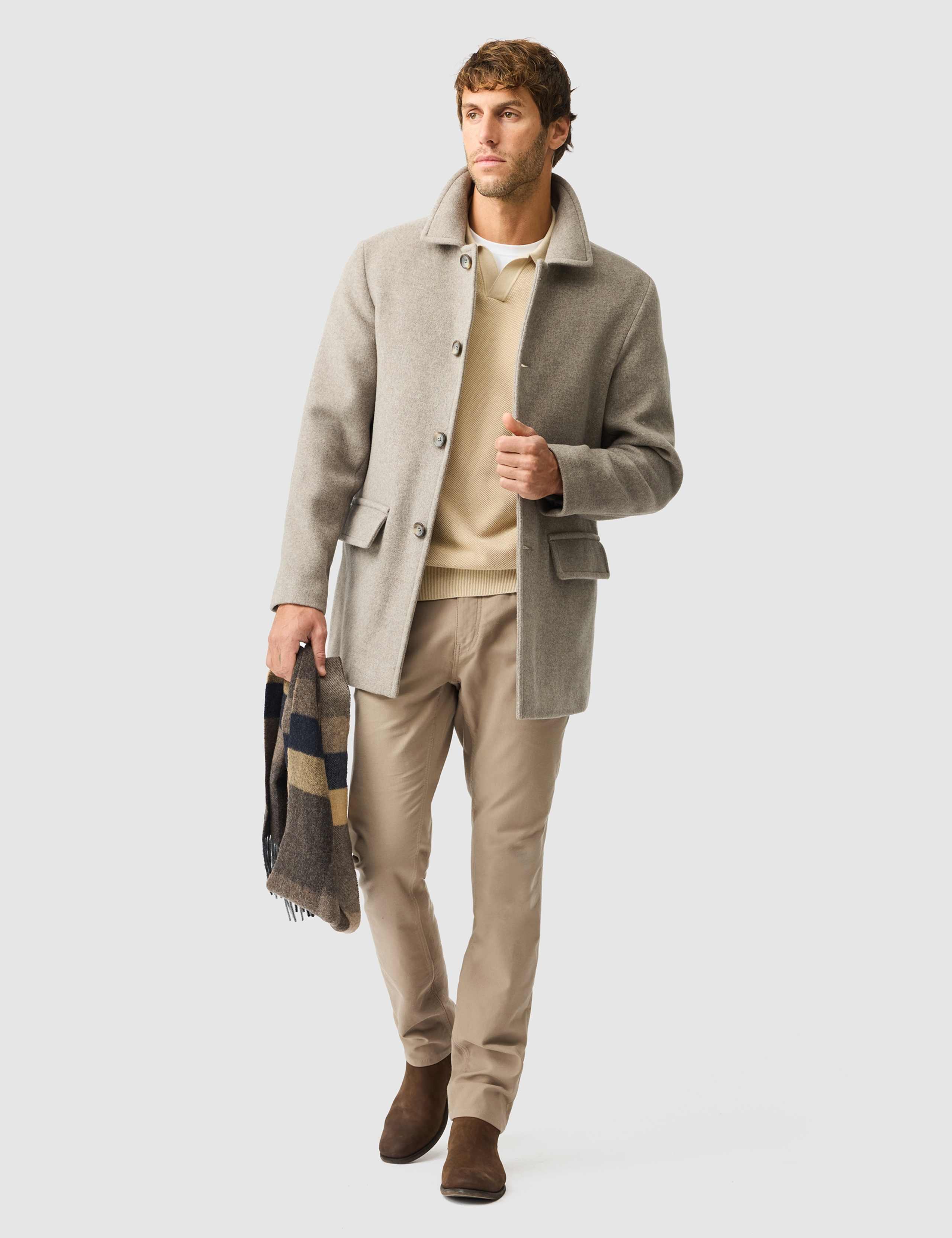 Wool Point Collar Button Front Overcoat 2 of 6