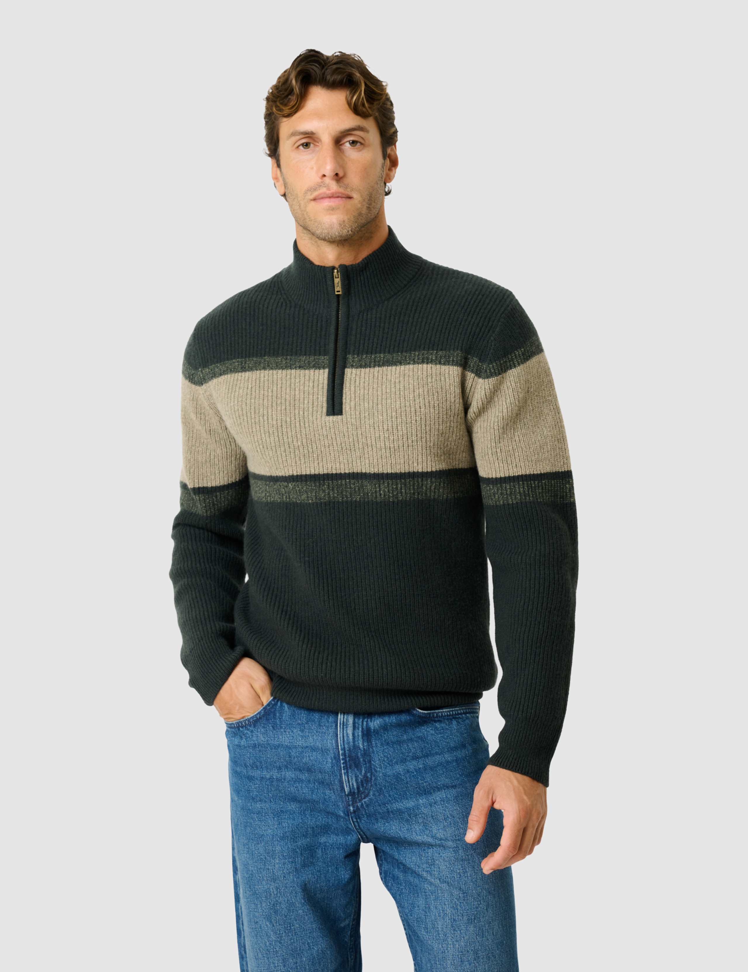 Pure Wool Funnel Neck Zip Up Cardigan 1 of 6