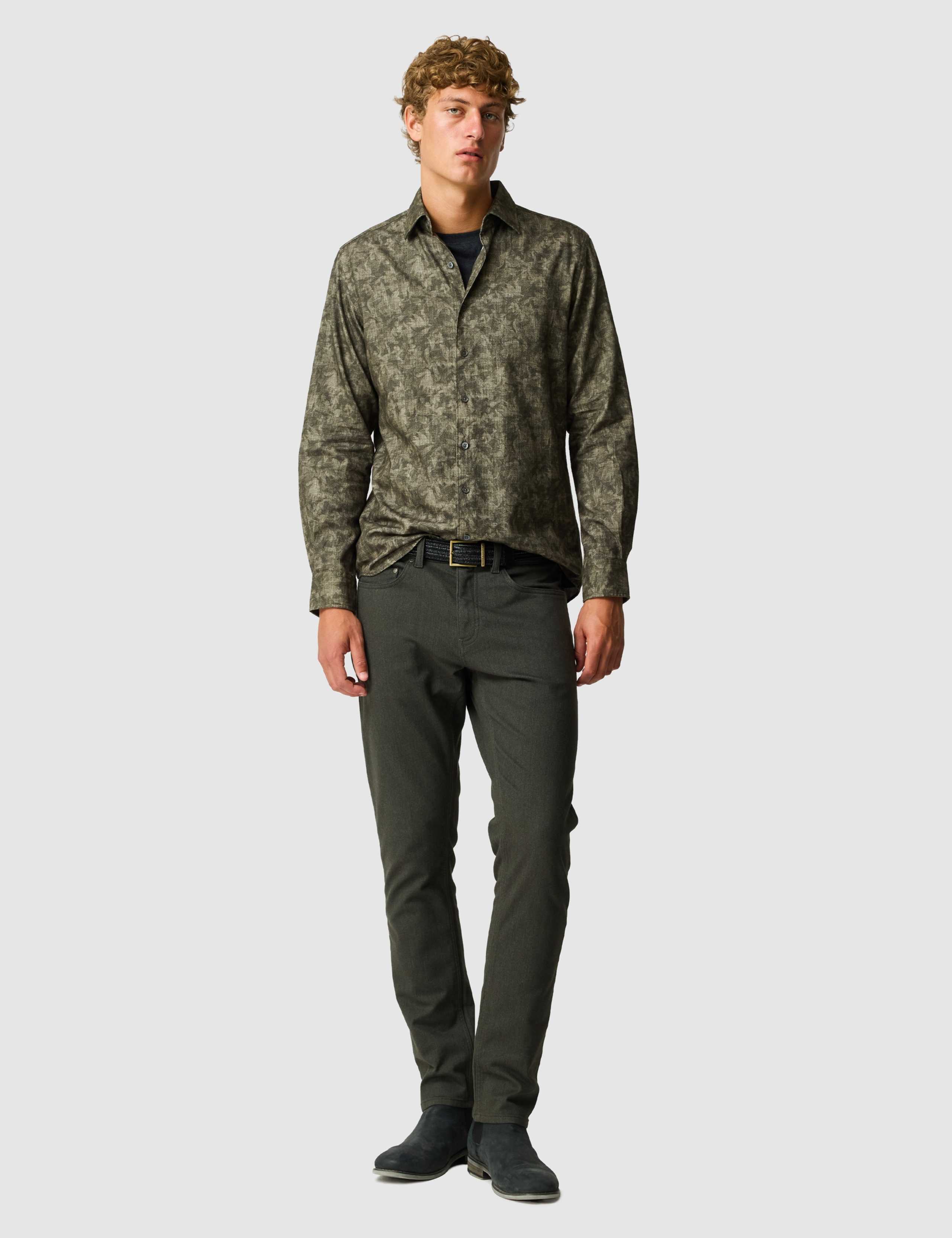 Tonal Palm Print Cotton Shirt 2 of 6