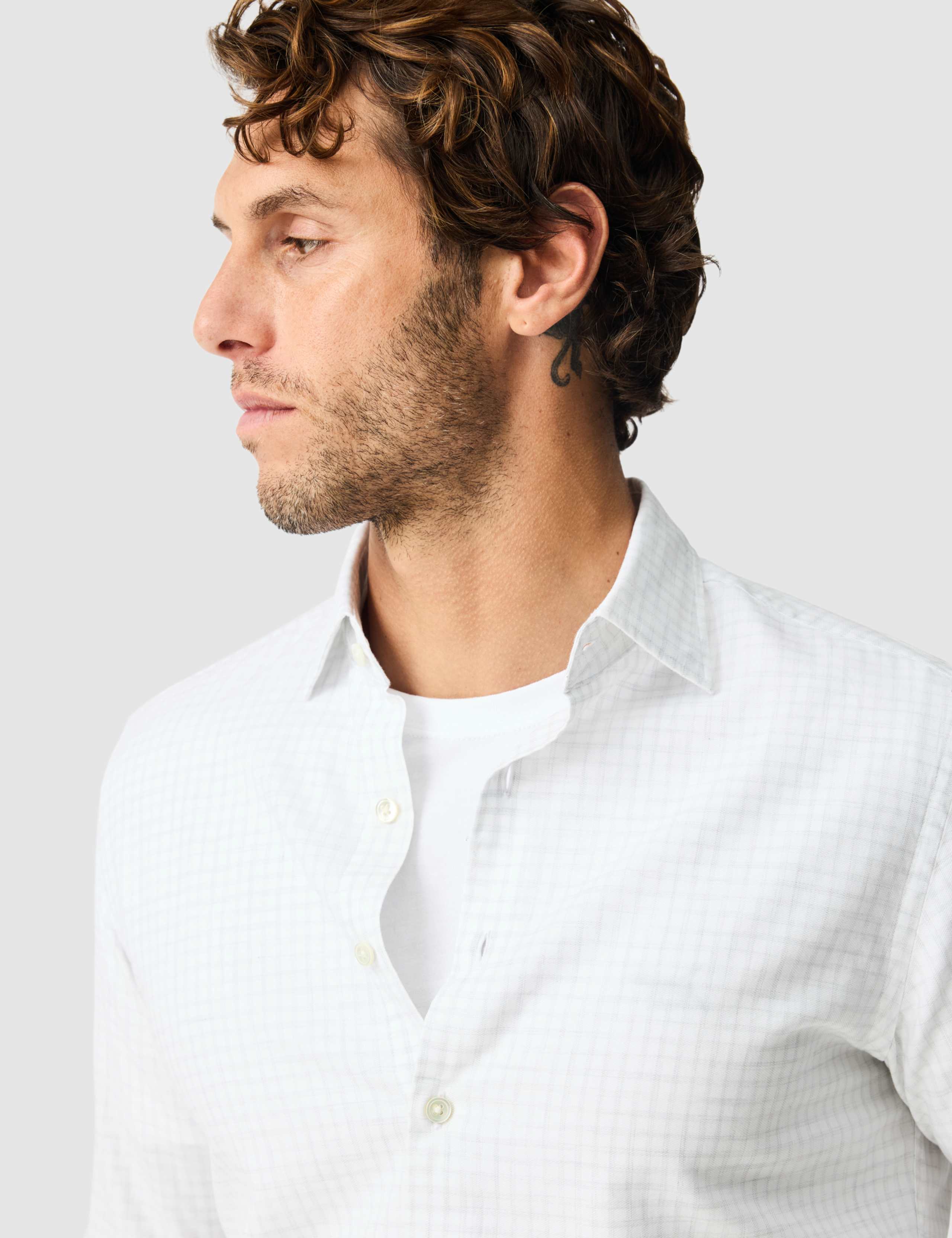 Slim Fit Pure Cotton Textured Checked Shirt 2 of 6