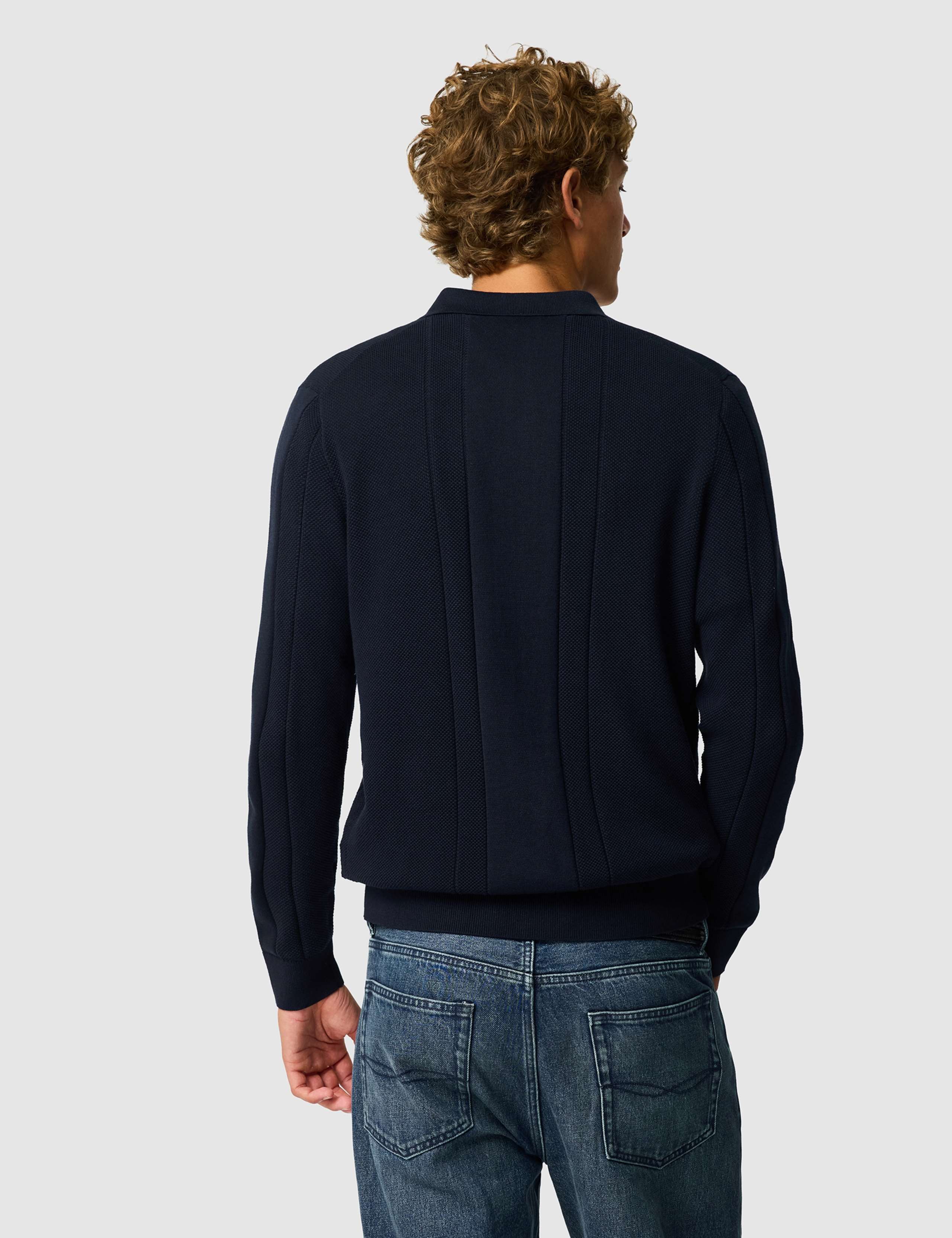 Long Sleeve Textured Cotton Cardigan 3 of 6
