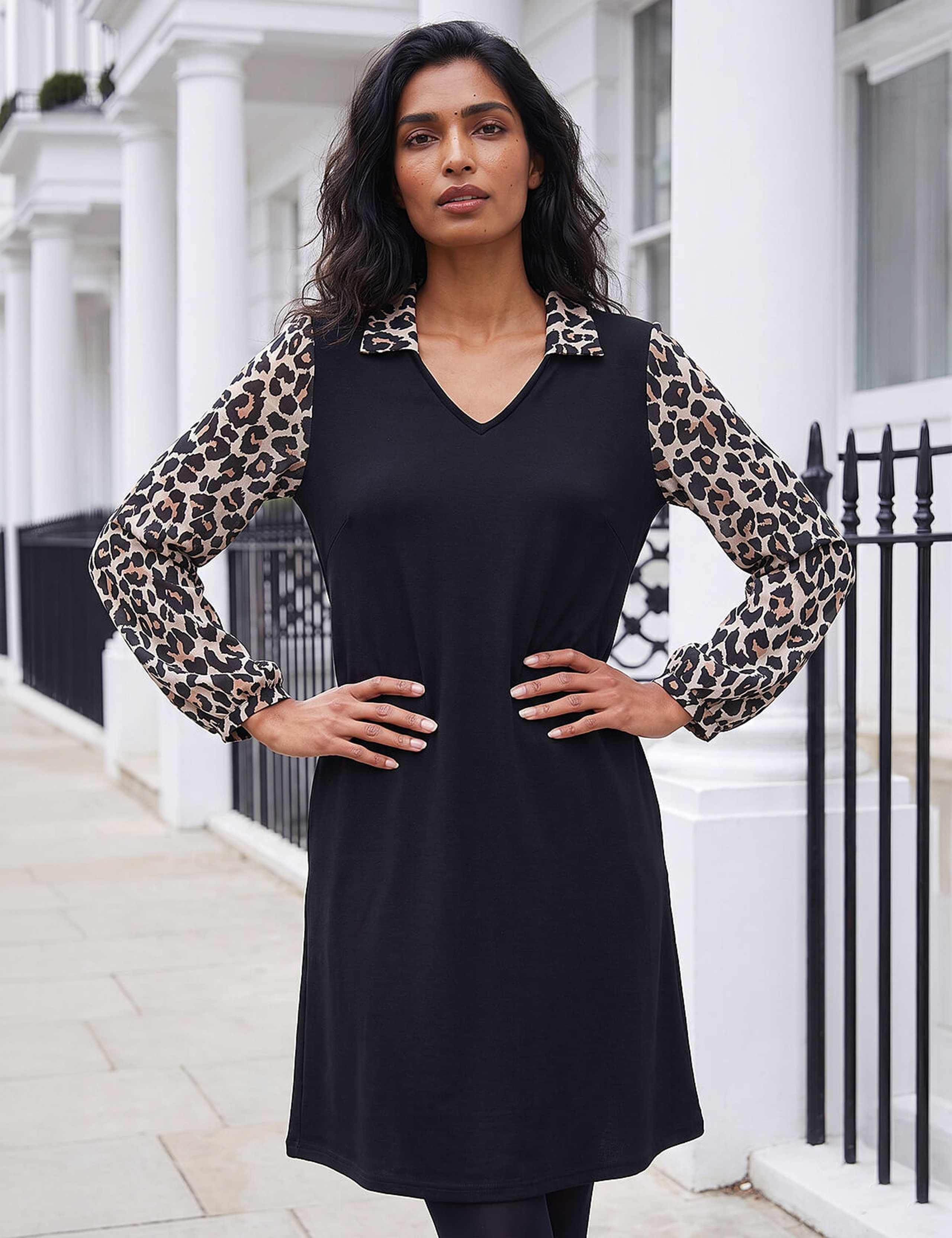 2 in 1 Animal Print Shirt Mini Swing Dress 2 of 4