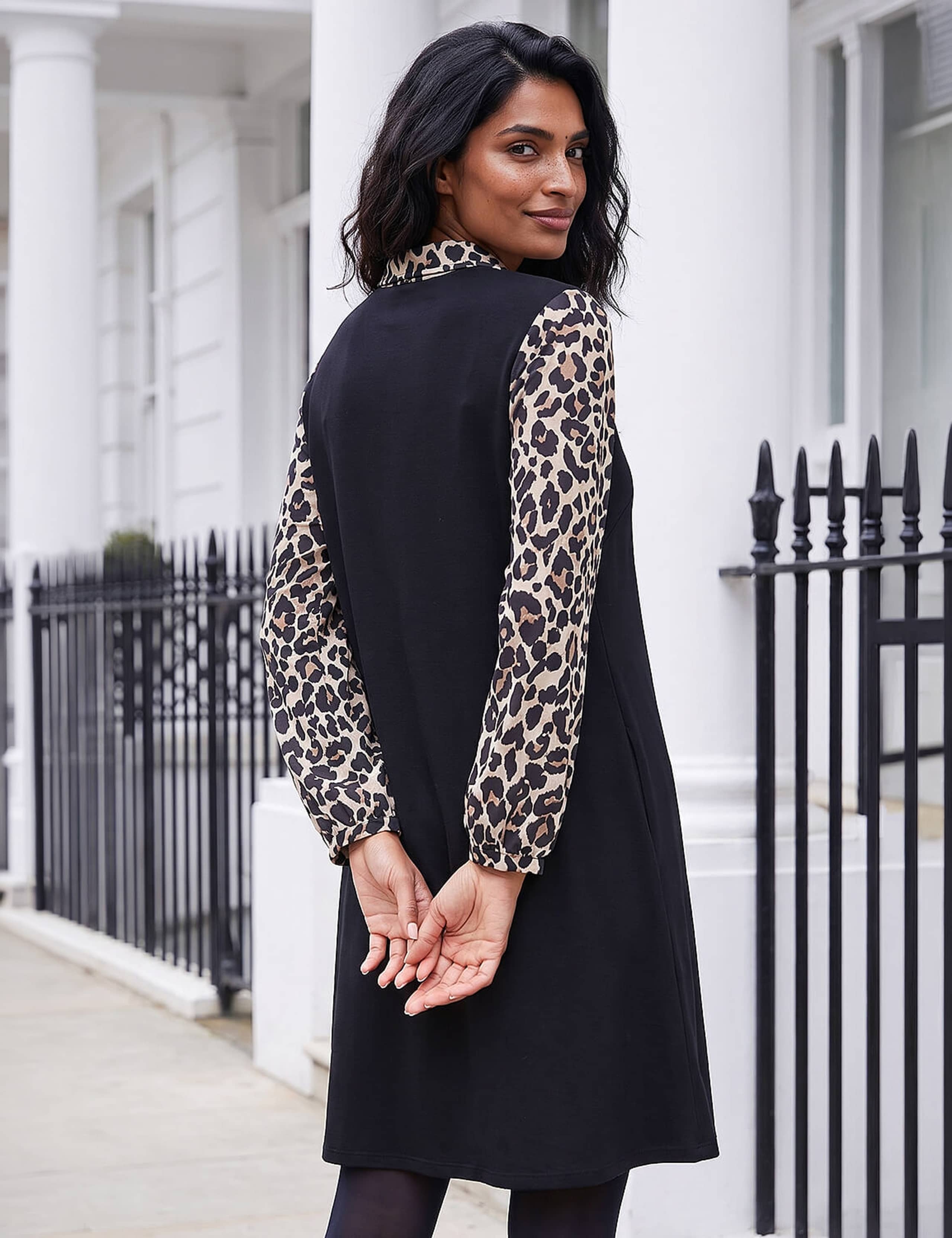2 in 1 Animal Print Shirt Mini Swing Dress 3 of 4