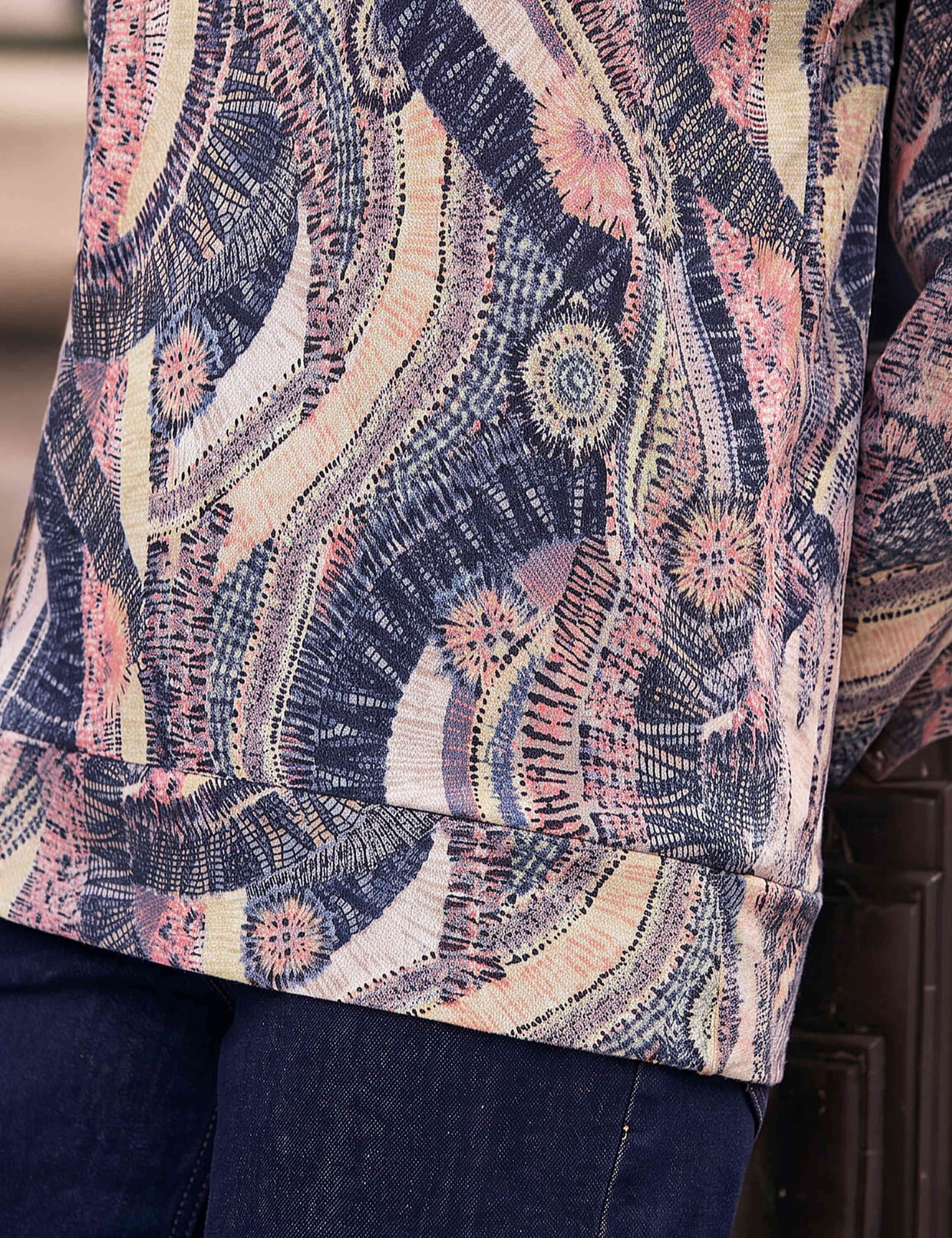 Jersey Printed Slash Neck Banded Hem Top 4 of 4