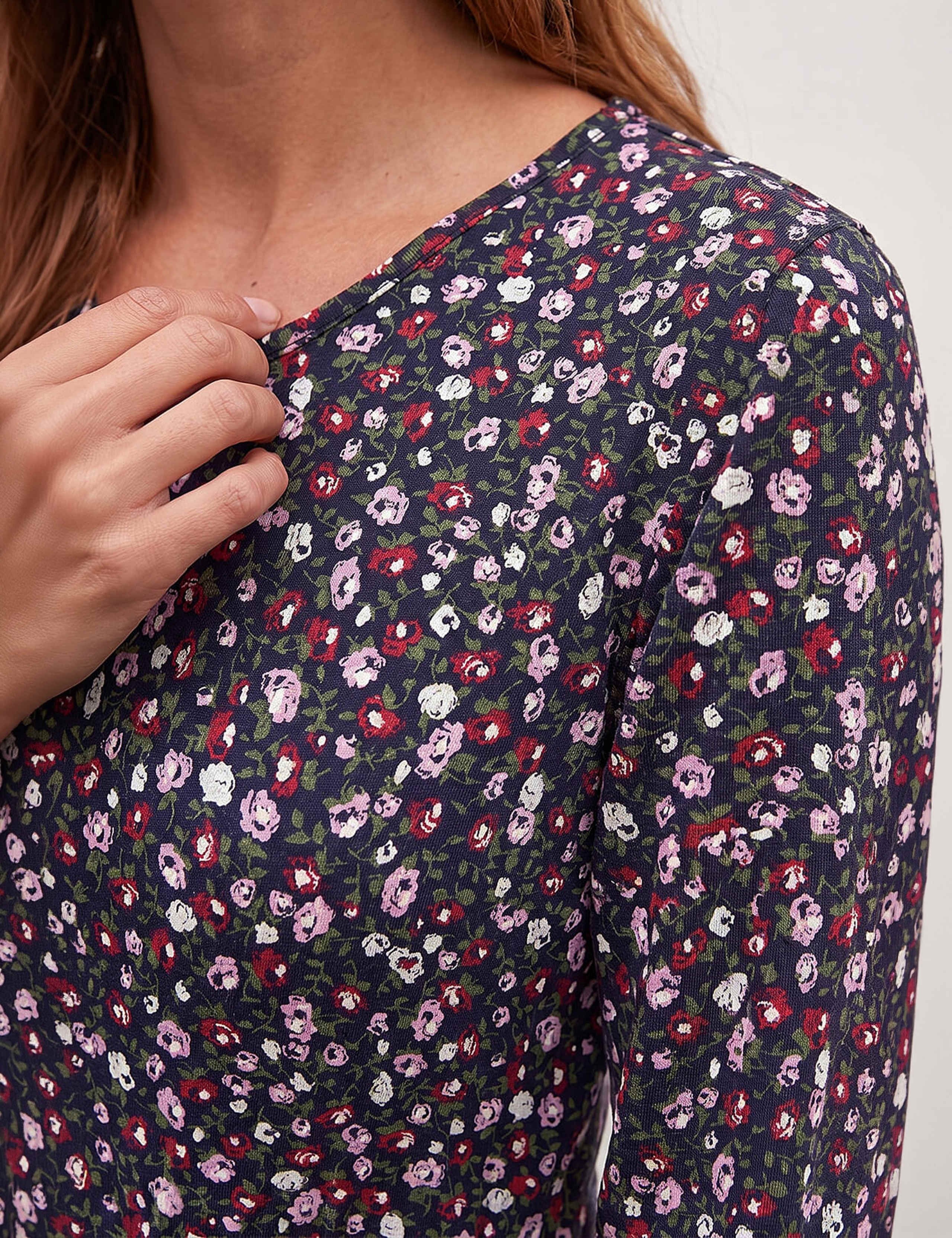 Jersey Ditsy Floral Knee Length Skater Dress 4 of 4