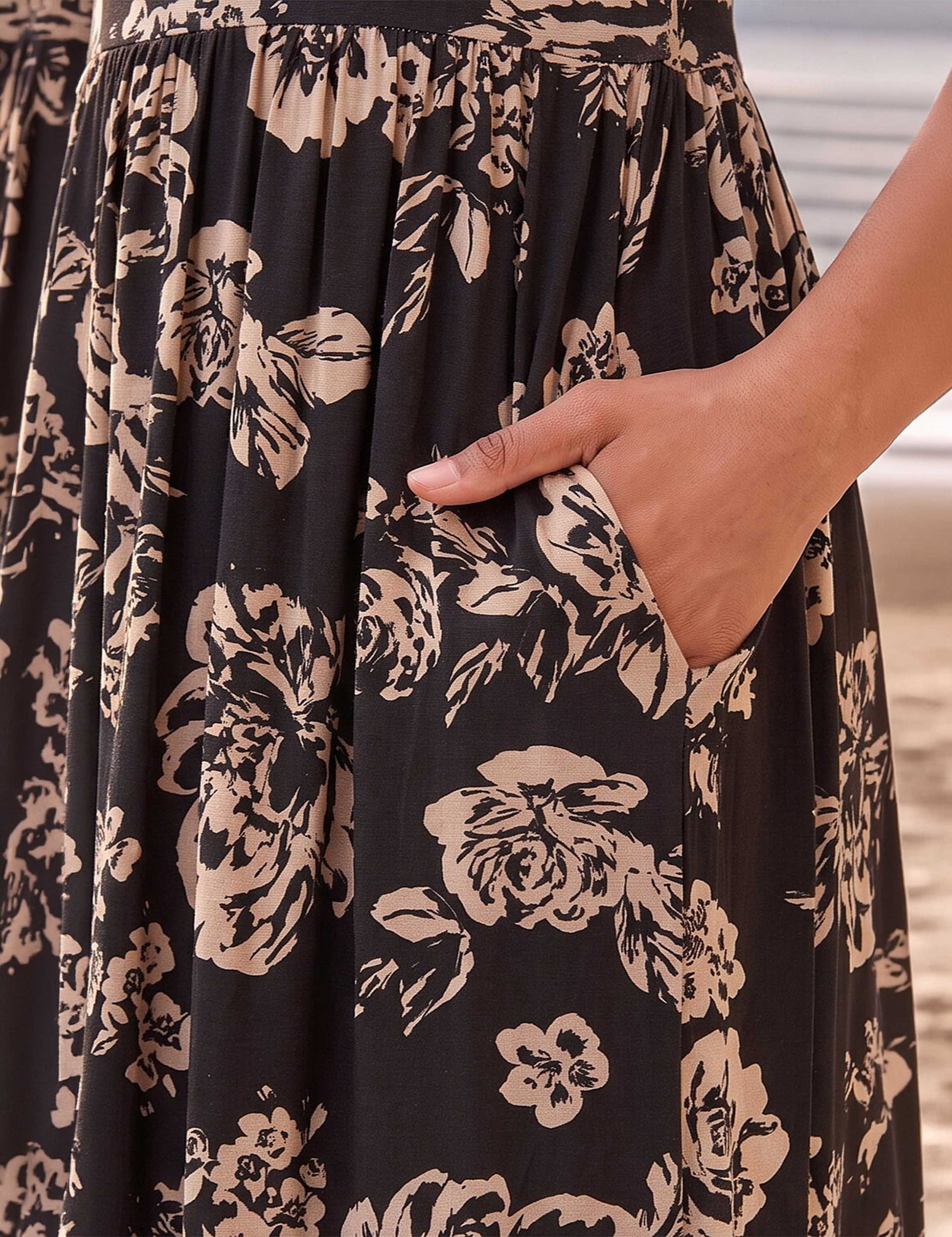 Floral Round Neck Midi Skater Dress 4 of 4