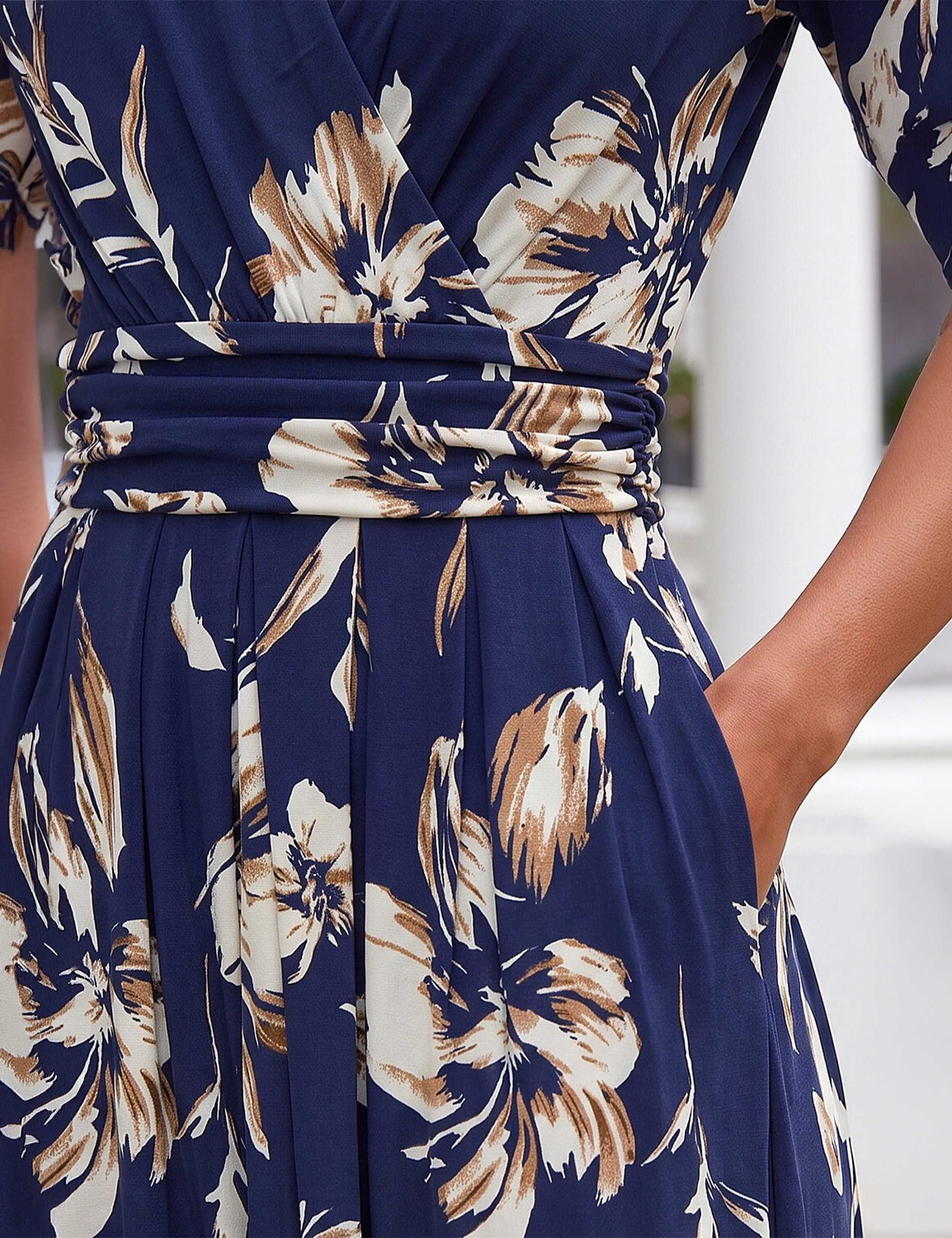 Floral V-Neck Midi Wrap Skater Dress 4 of 4