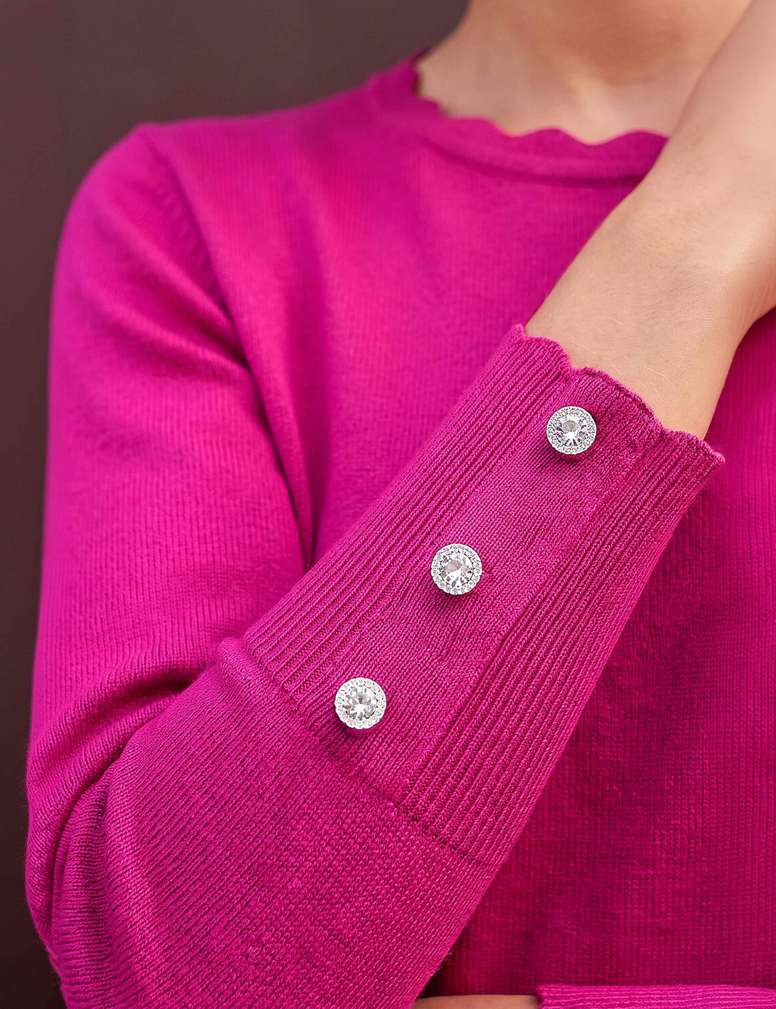 Crew Neck Scallop Edge Button Cuff Jumper 4 of 4