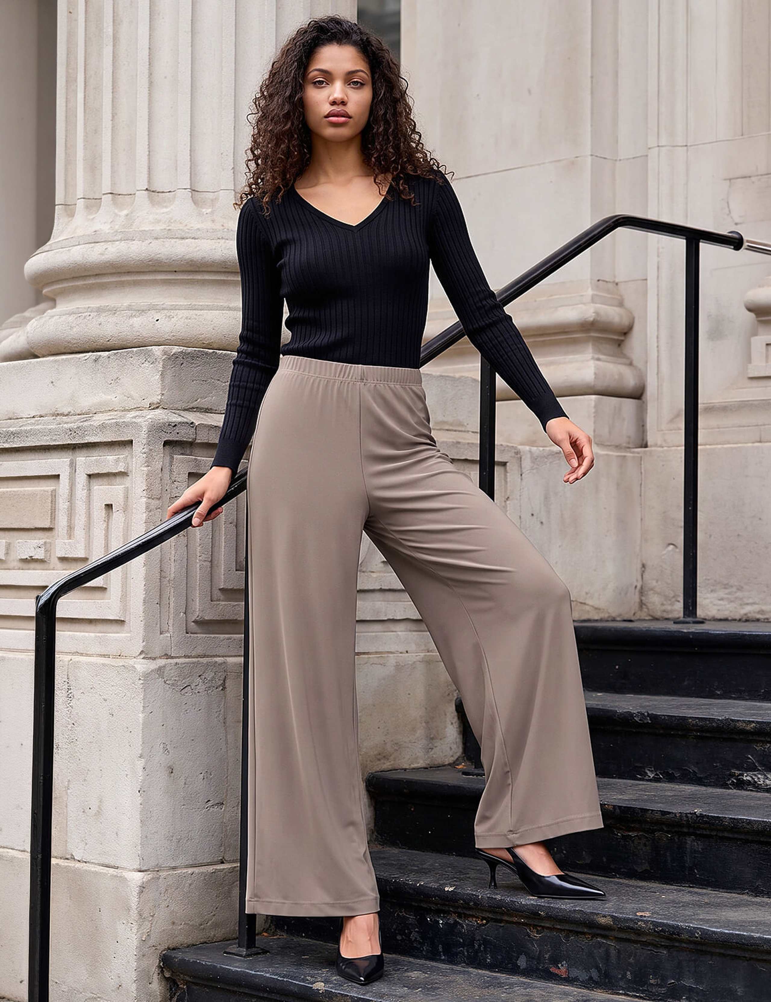 Jersey Wide Leg Trousers with Stretch 2 of 4
