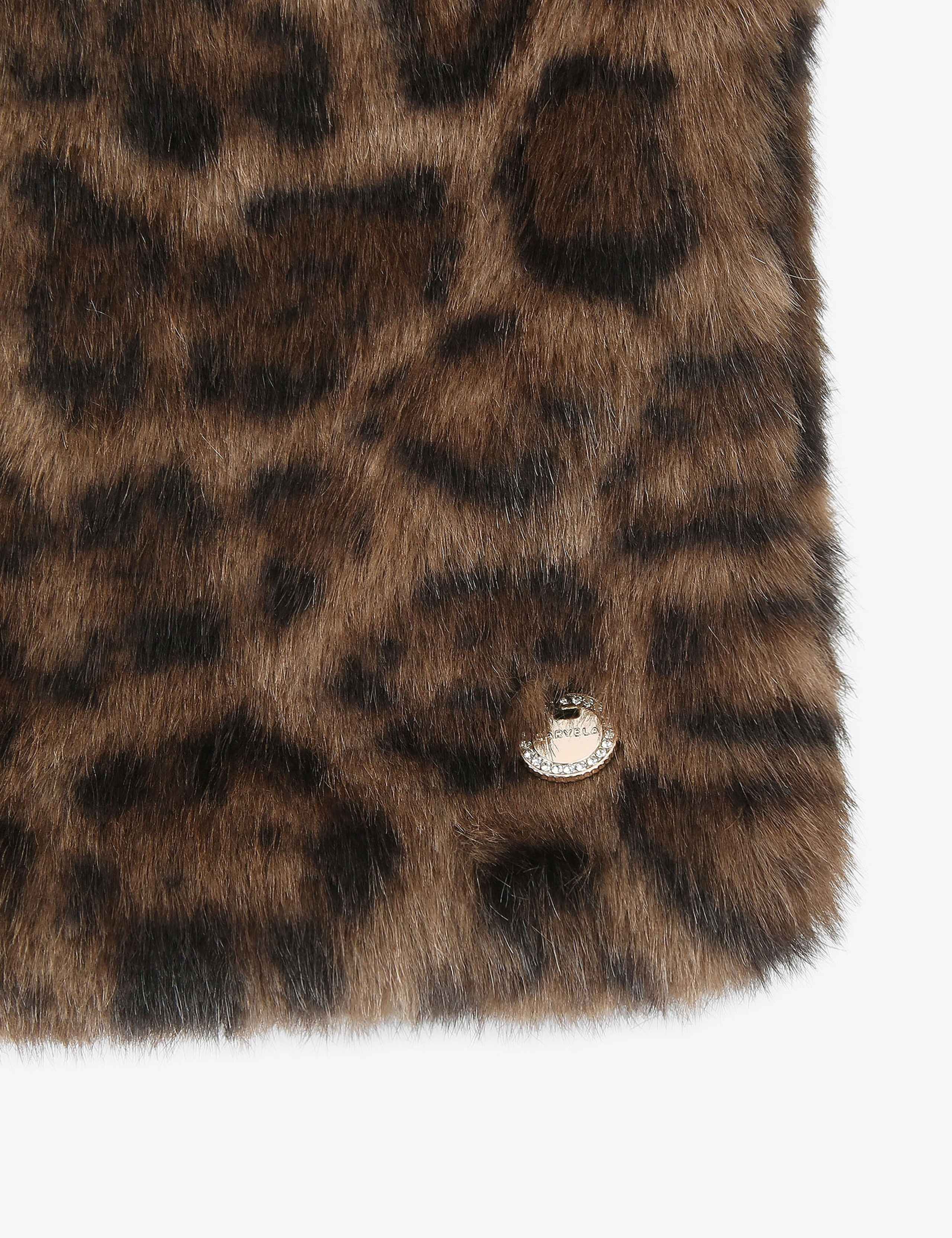 Faux Fur Leopard Print Scarf 2 of 2