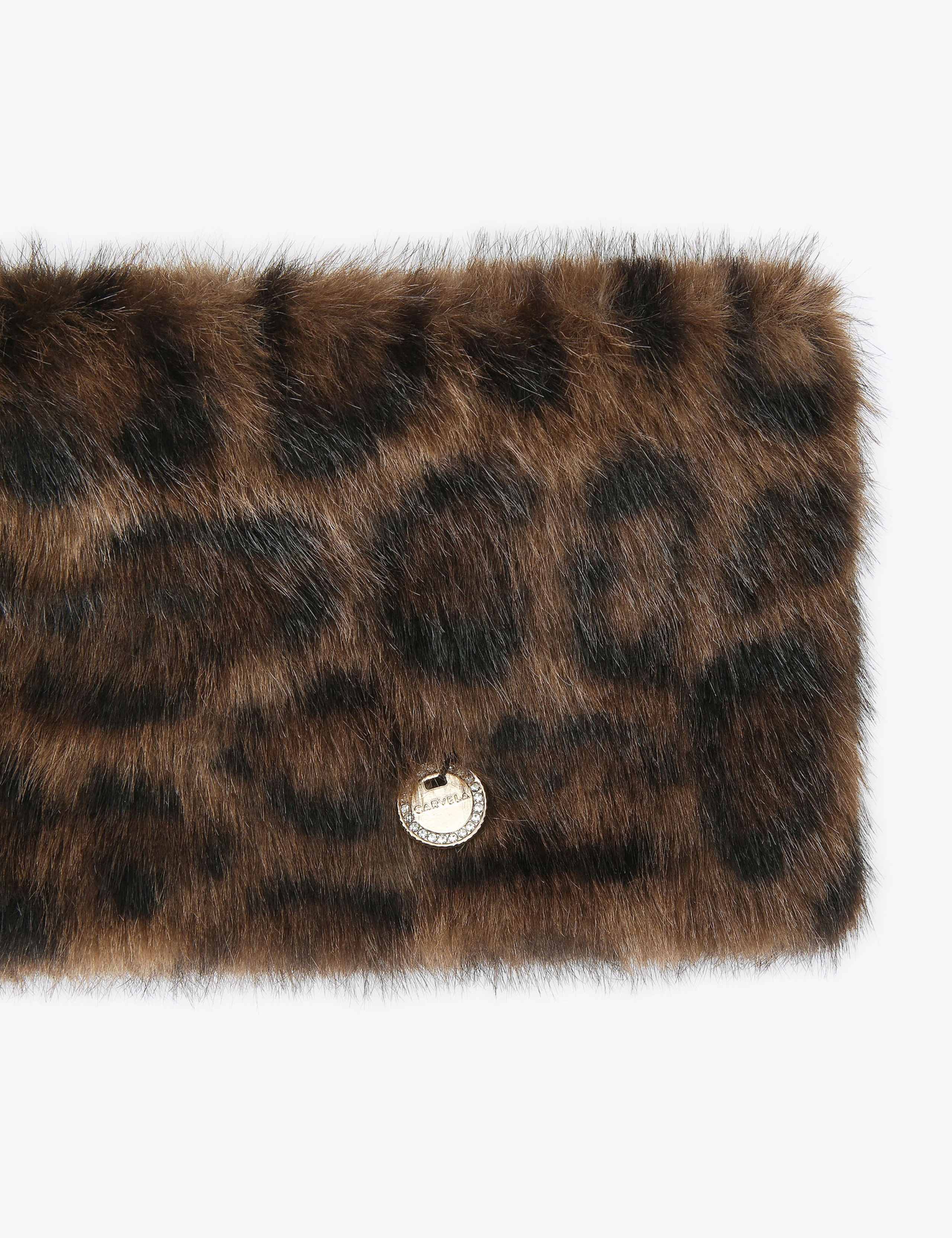 Faux Fur Leopard Print Headband 2 of 2