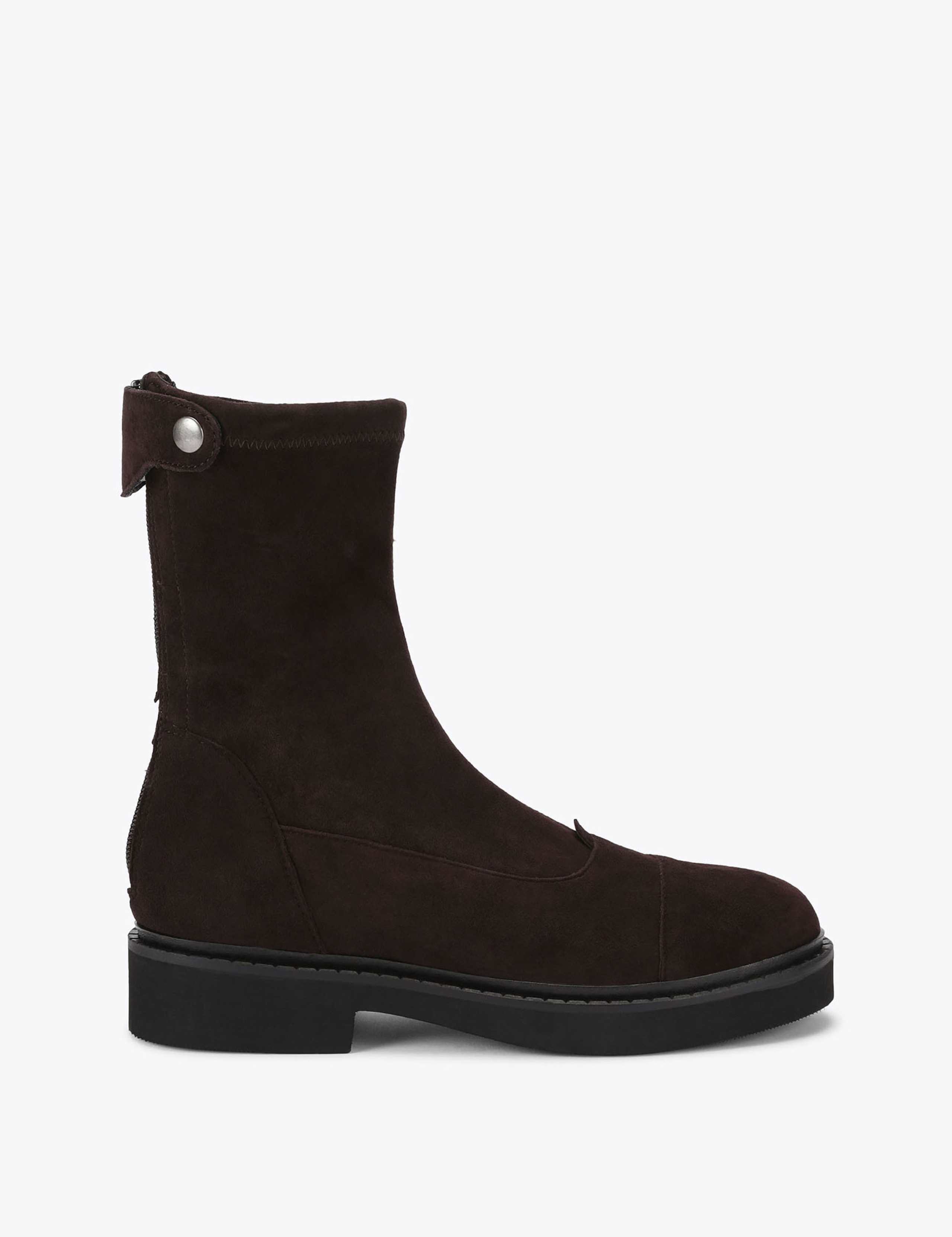 Suede Flat Round Toe Ankle Boots 2 of 5