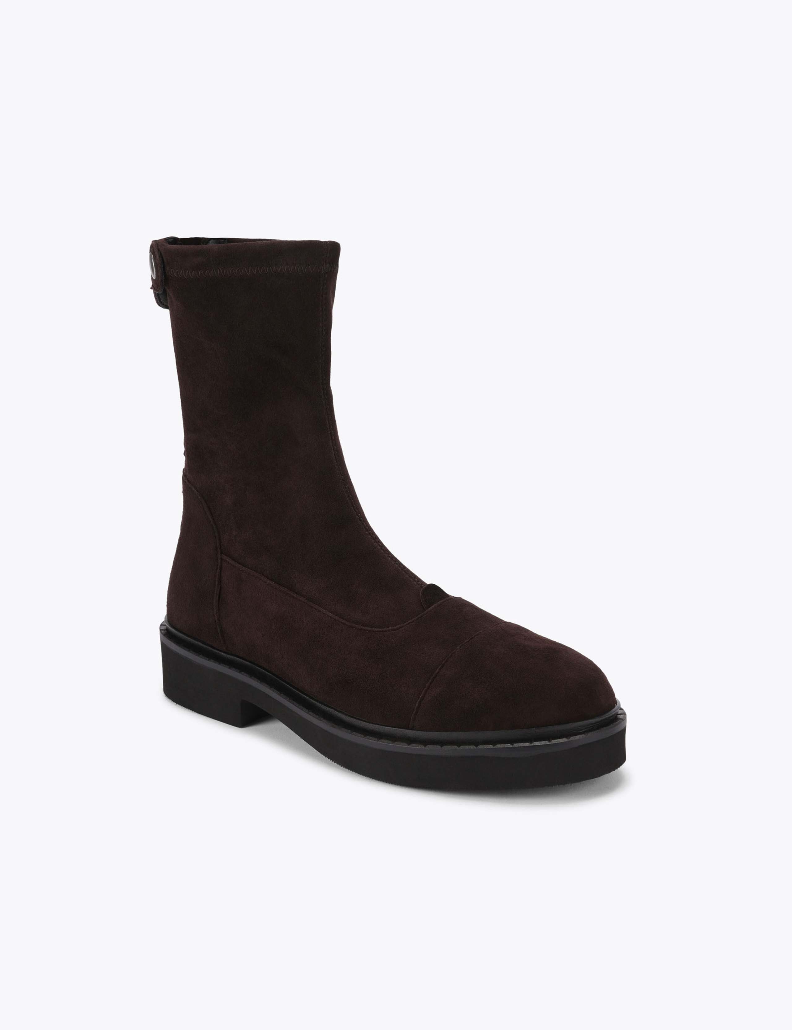 Suede Flat Round Toe Ankle Boots 3 of 5