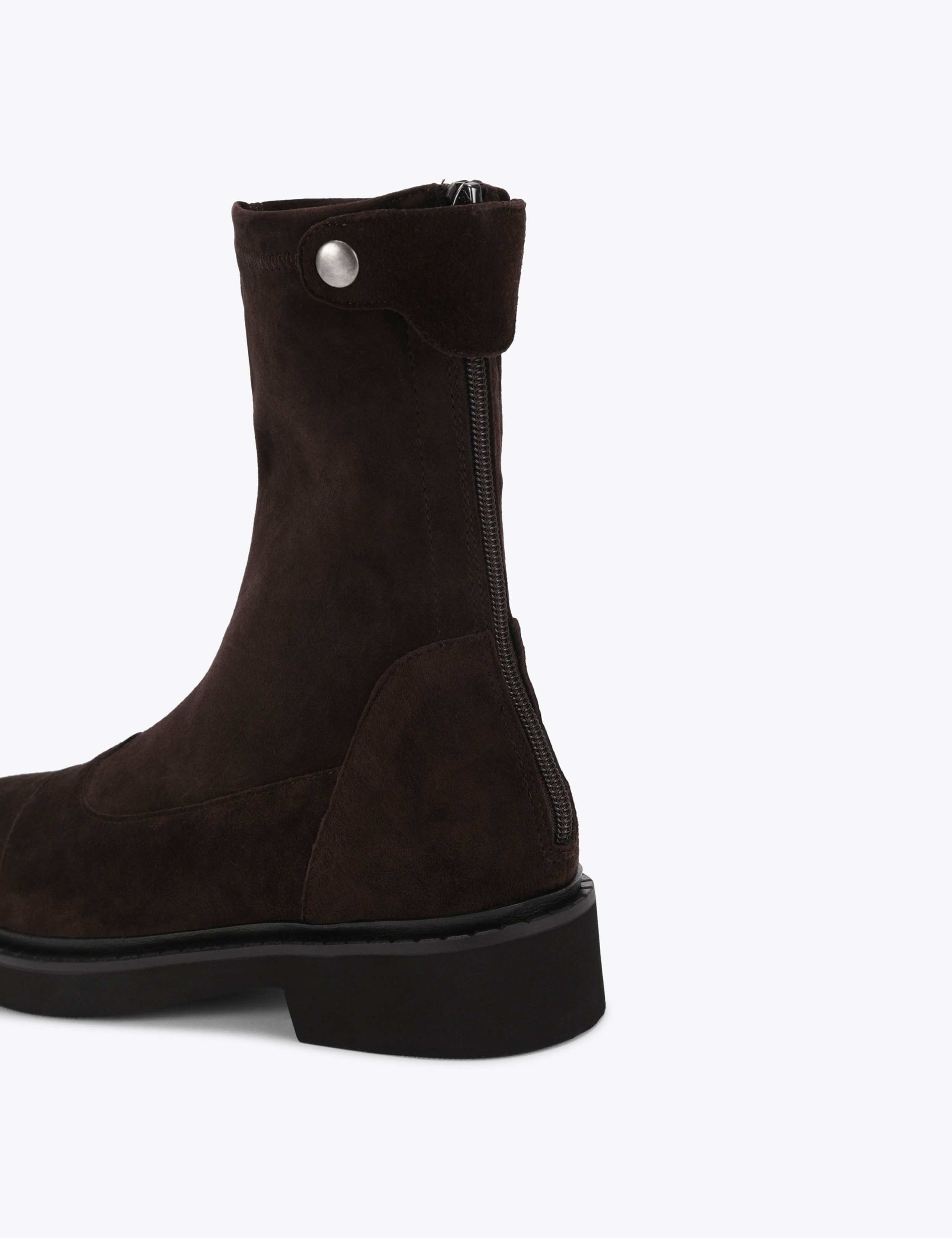 Suede Flat Round Toe Ankle Boots 4 of 5