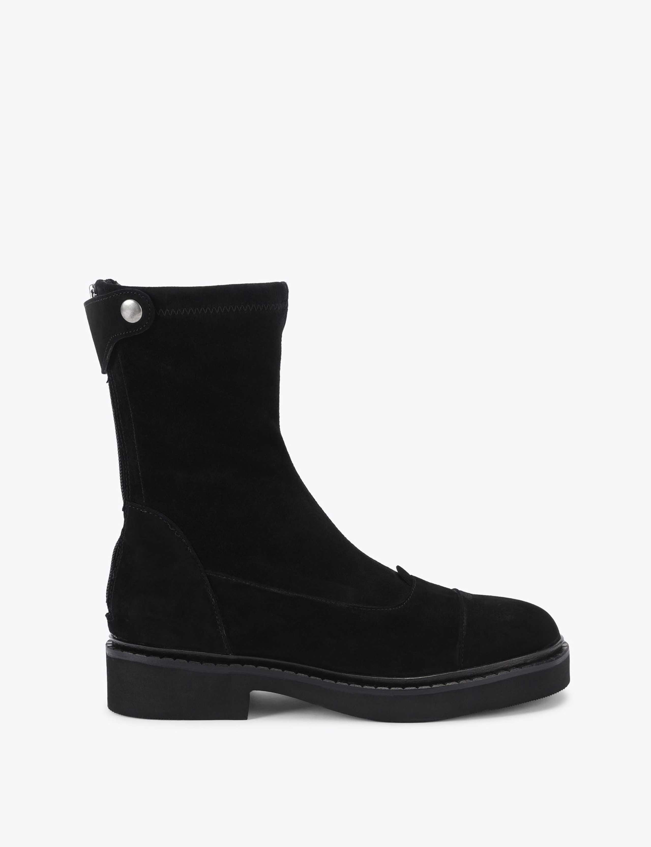 Suede Flat Round Toe Boots 2 of 5