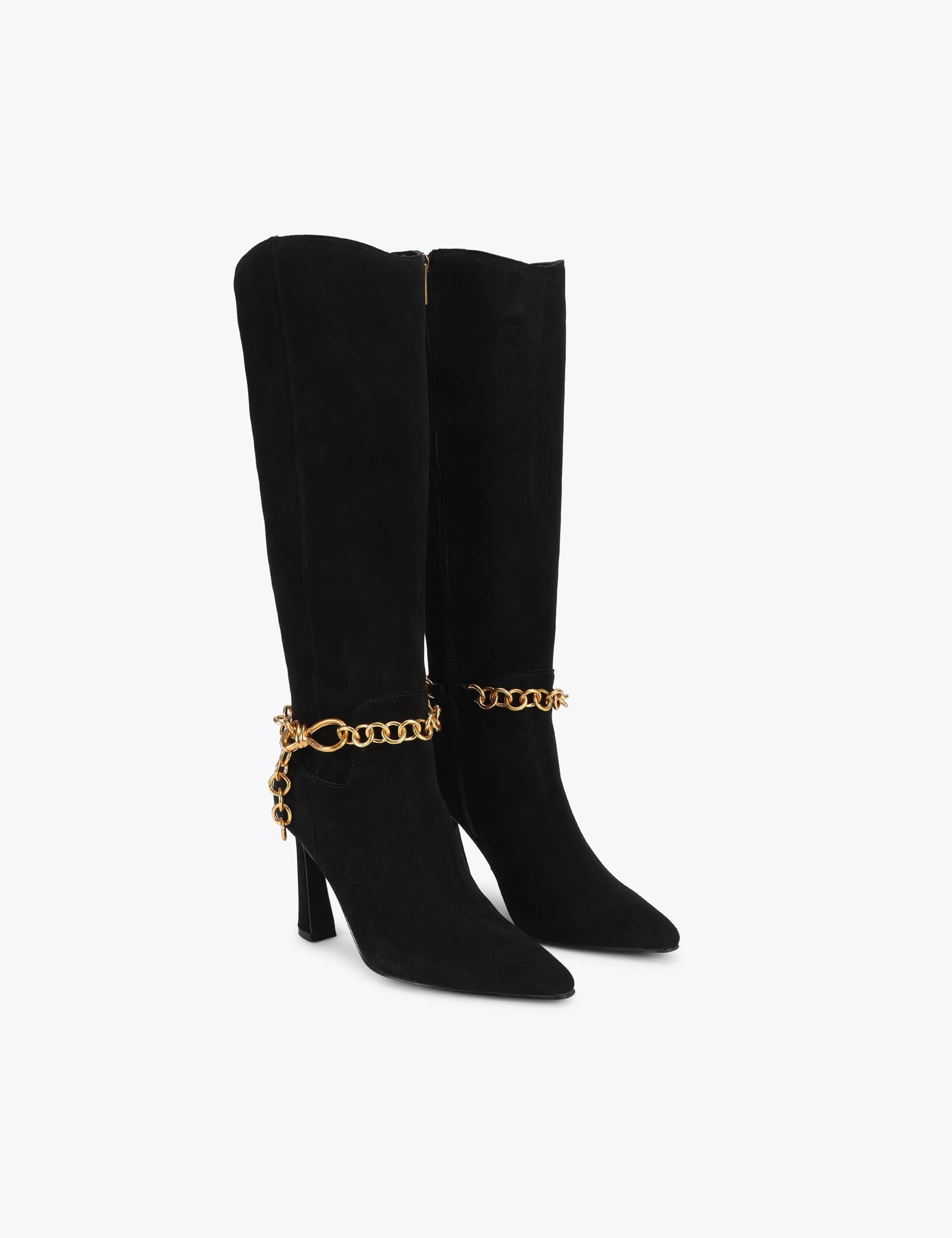 Suede Stiletto Heel Pointed Knee High Boots 1 of 4